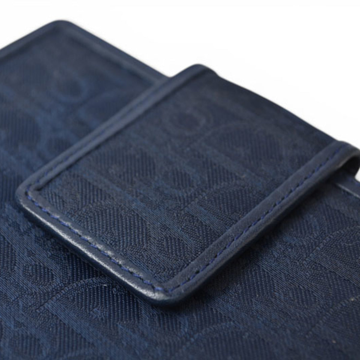 Christian Dior Navy Leather Canvas Wallet (Bi-Fold) (Pre-Owned)