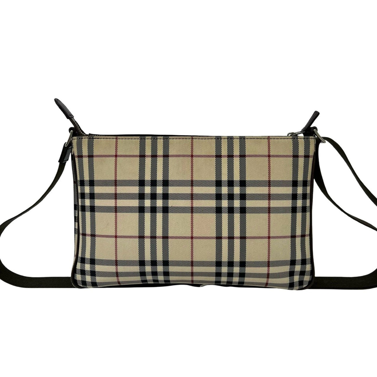 Burberry Beige Brown Canvas Leather Shoulder Bag (Pre-Owned)