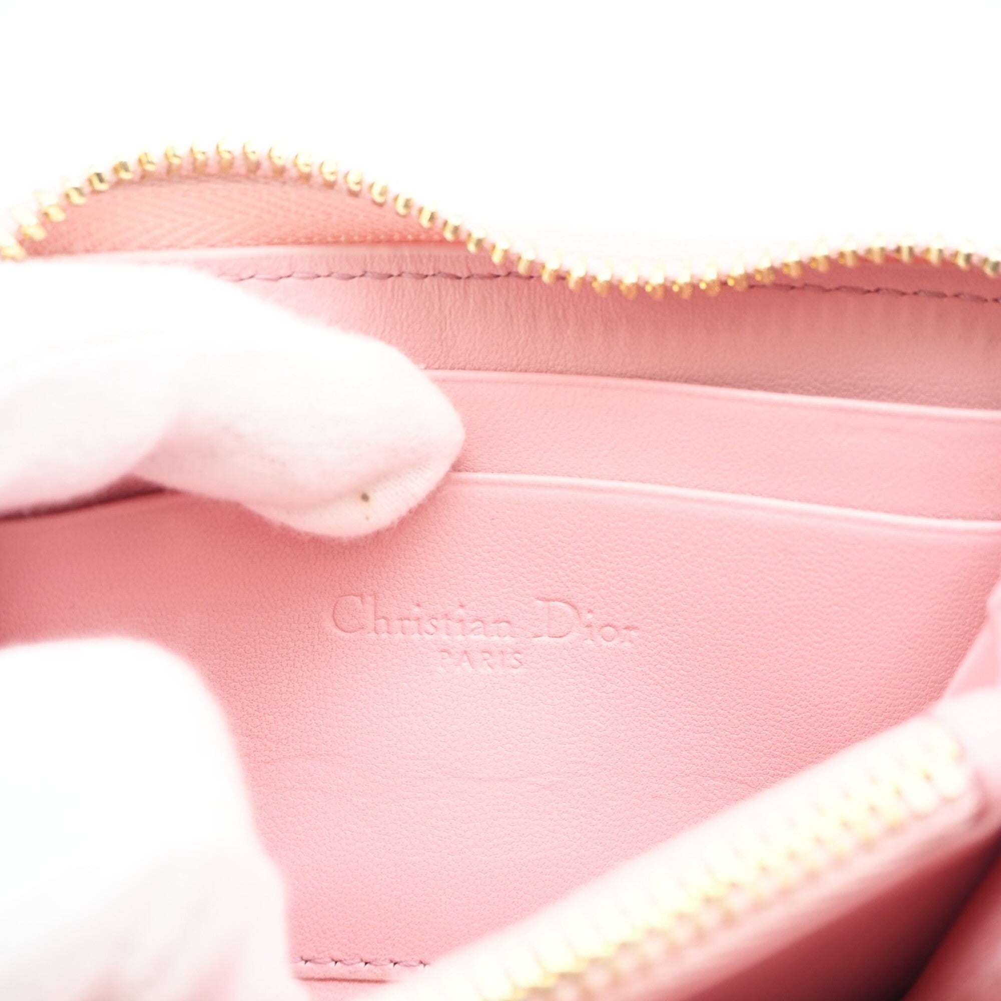 Christian Dior Lady Dior Pink Leather Coin Purse/Coin Case (Pre-Owned)