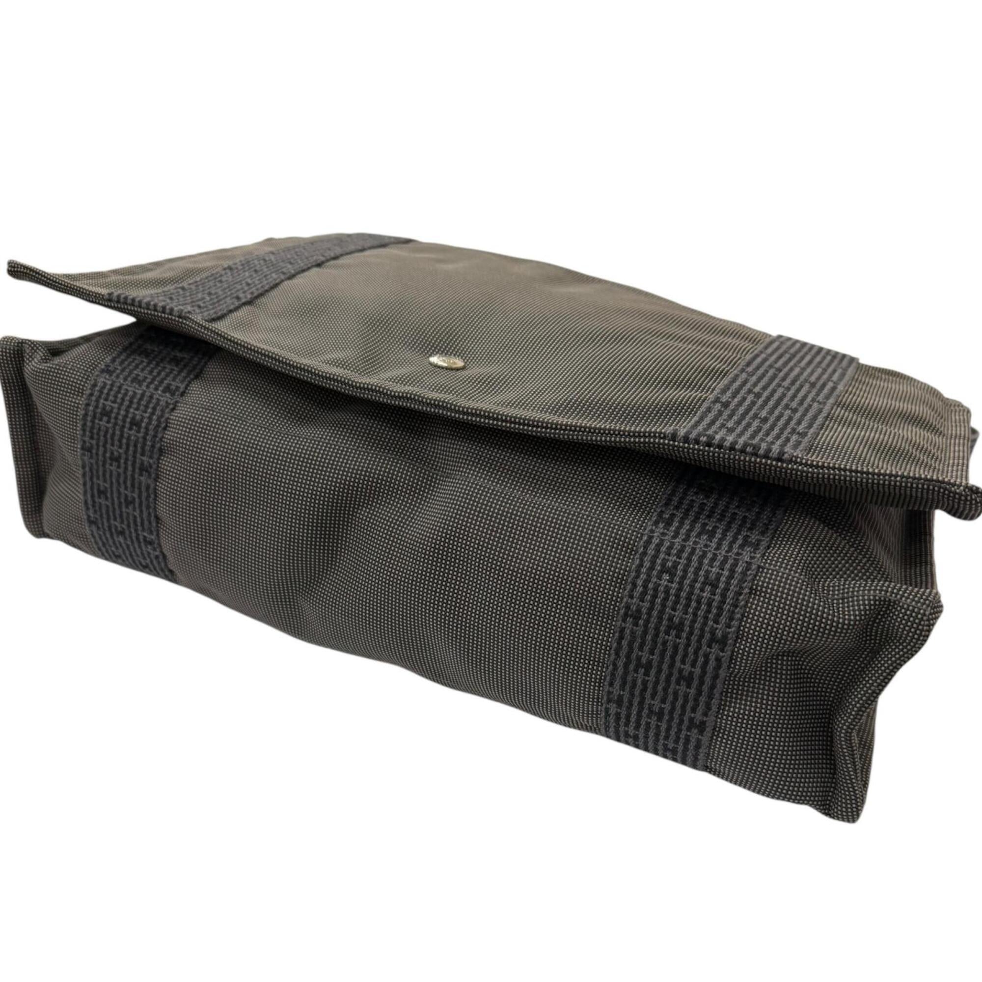Hermes Charcoal Gray Polyamide Polyester Messenger Bag Shoulder Bag (Pre-Owned)