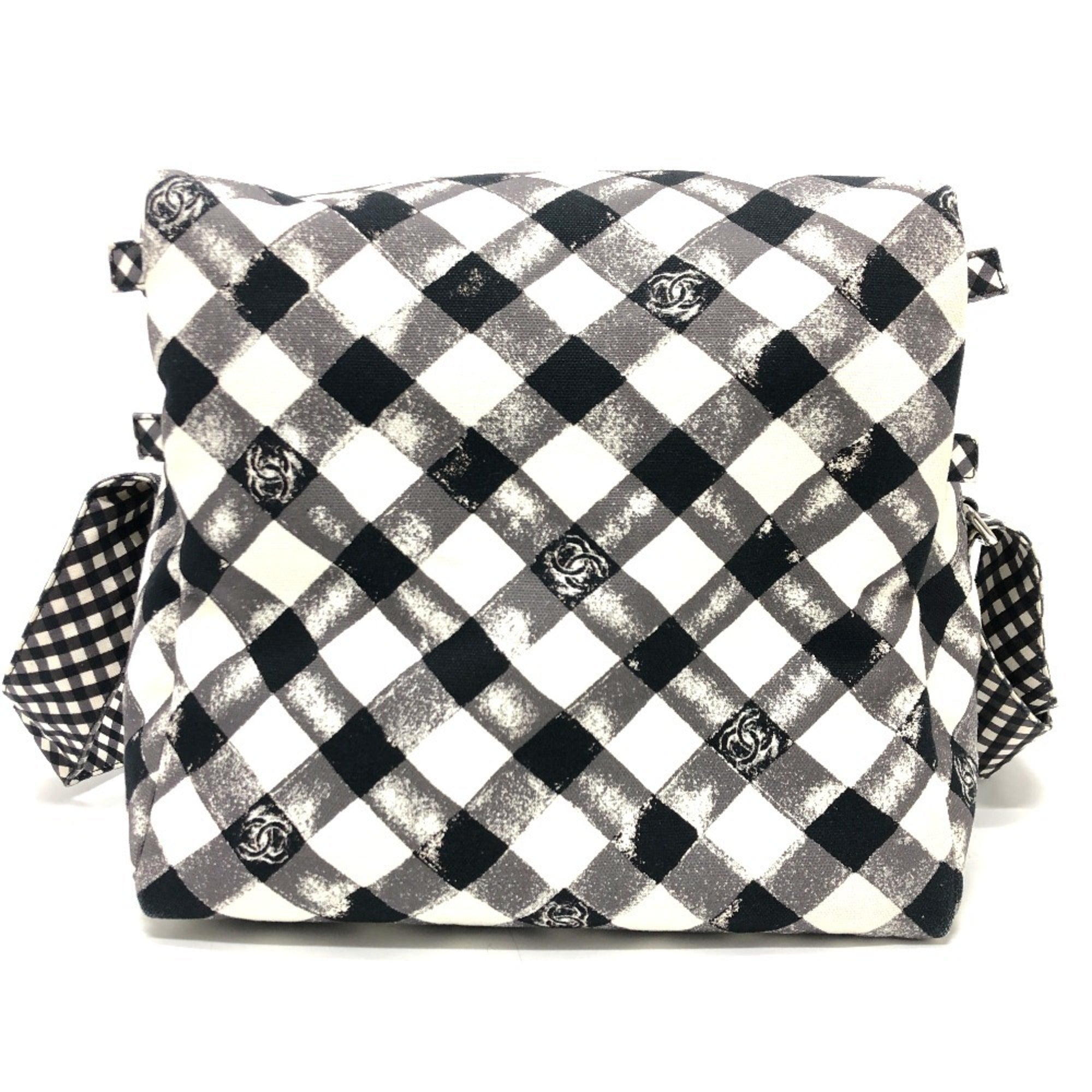 Chanel Black White Canvas Shoulder Bag (Pre-Owned)