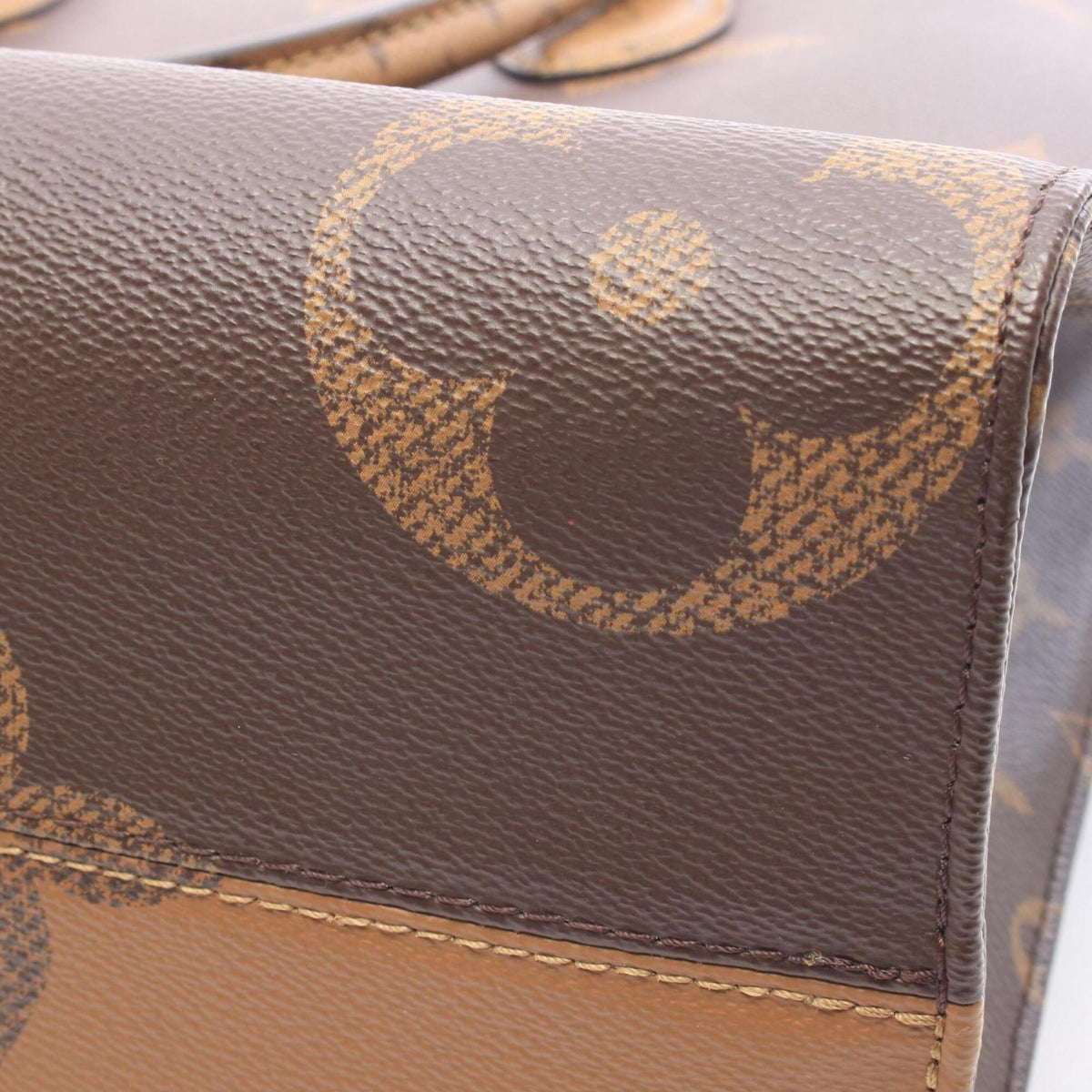 Louis Vuitton Beige Brown Coated Canvas Leather Handbag Tote Bag (Pre-Owned)