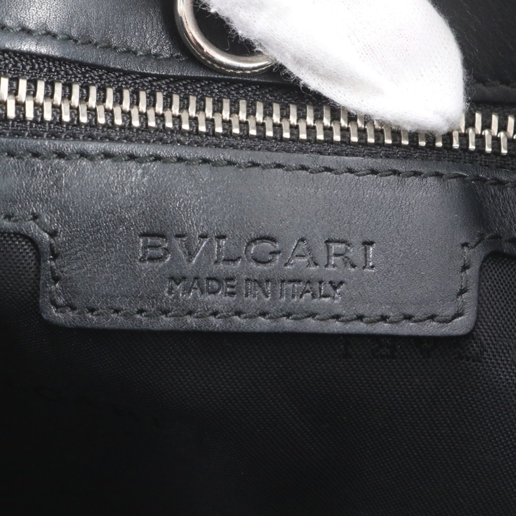 Bvlgari Black Dark Gray Leather Coated Canvas Handbag (Pre-Owned)