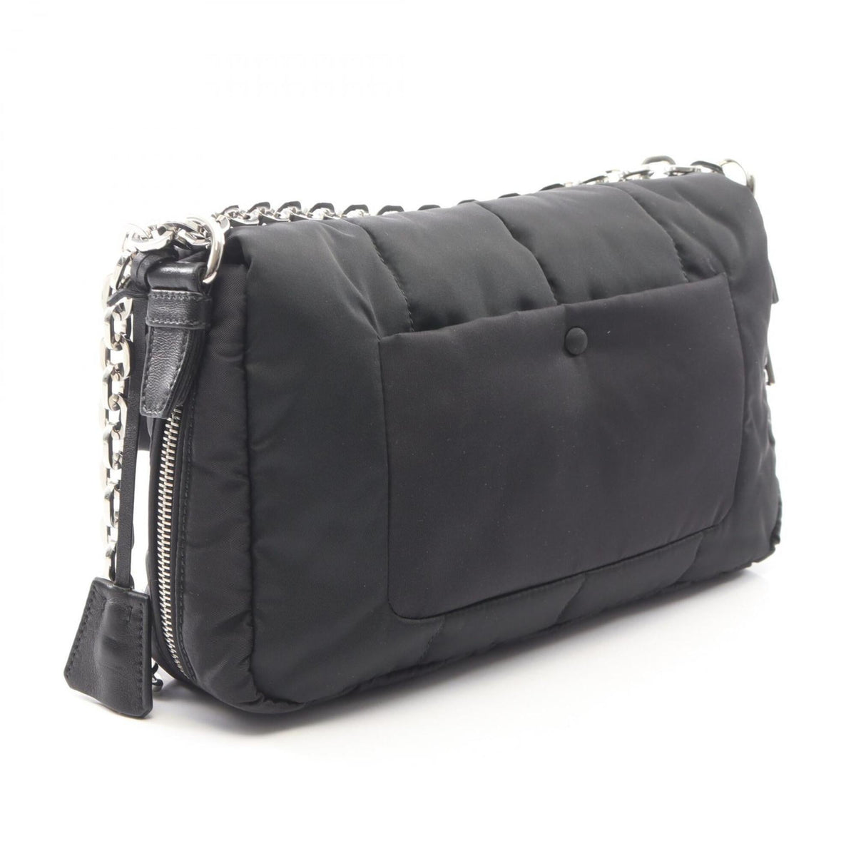 Prada Black Nylon Leather Handbag Shoulder Bag (Pre-Owned)