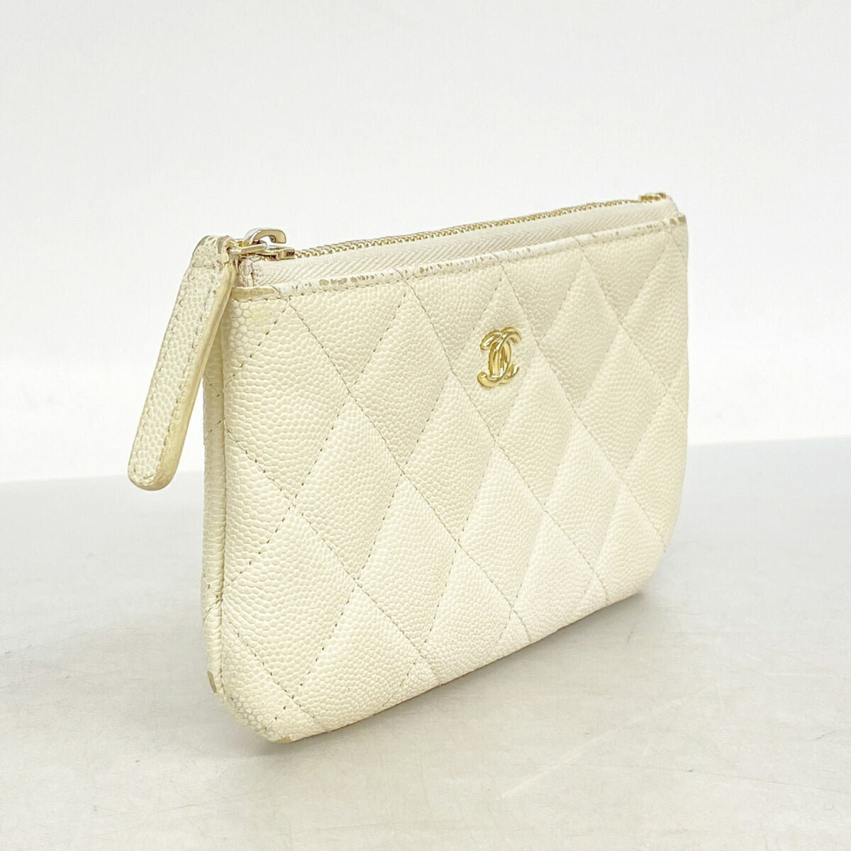 Chanel White Grained Calfskin Coin Purse/Coin Case (Pre-Owned)