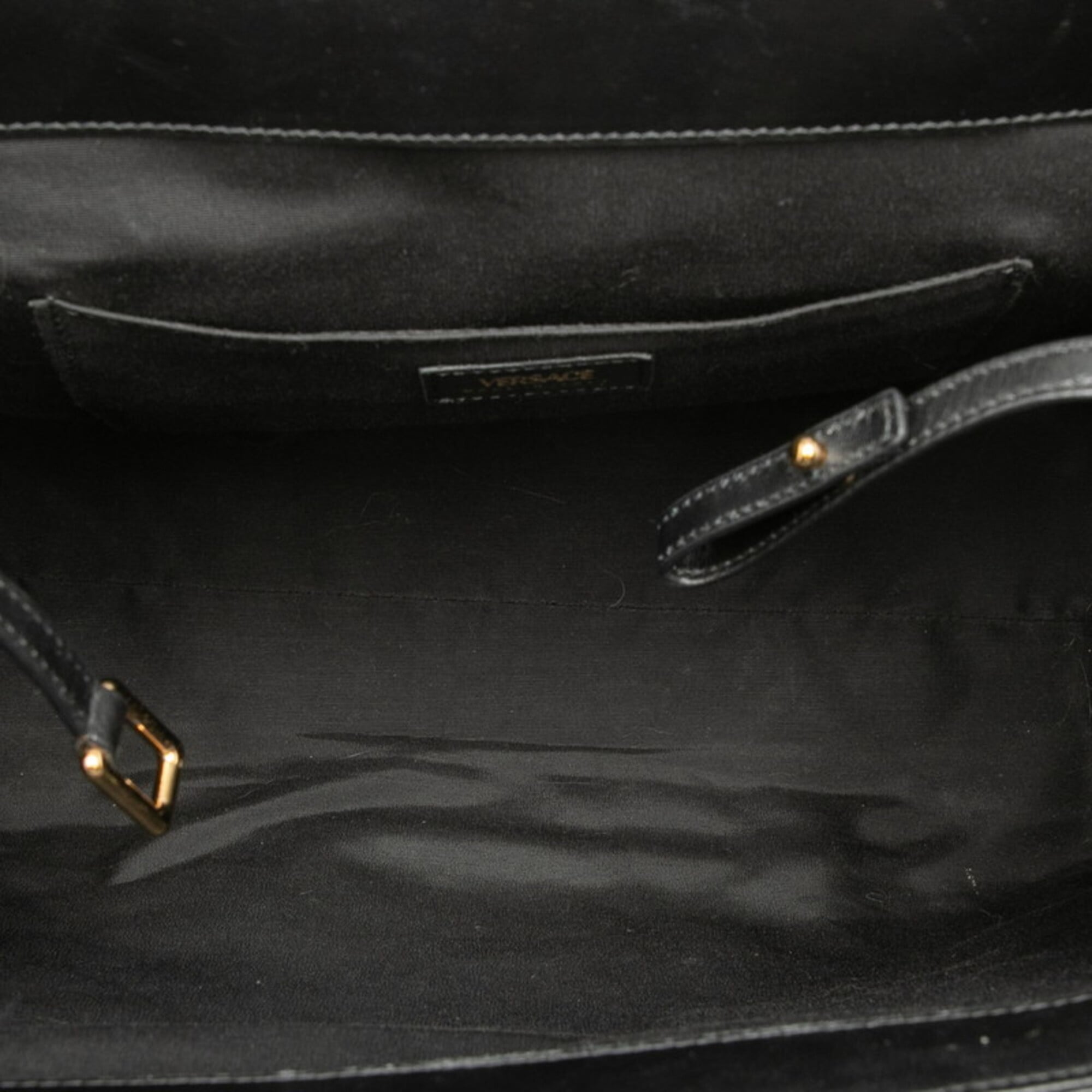 Versace Black Leather Pouch Tote Bag (Pre-Owned)