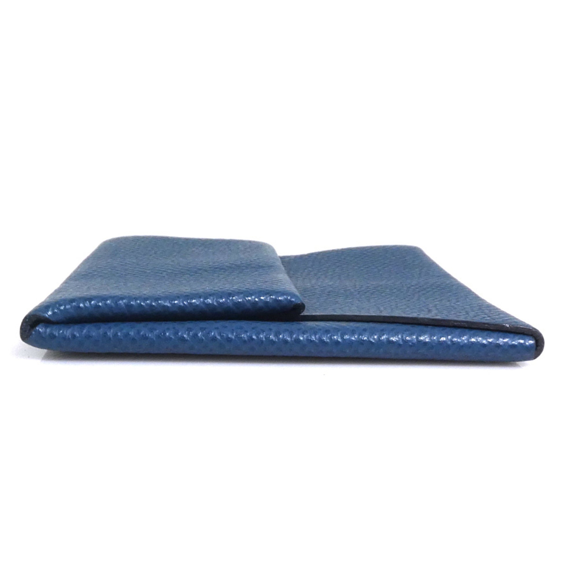 Hermes Navy Leather Coin Purse/Coin Case (Pre-Owned)