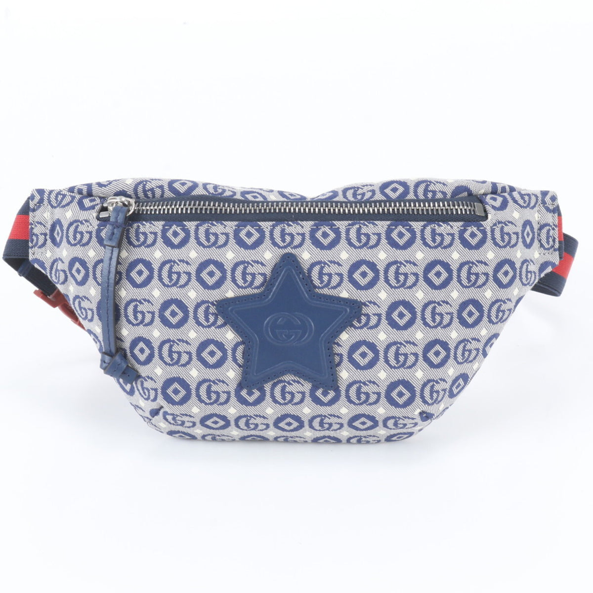 Gucci Blue Leather Canvas Pouch Shoulder Bag Sling Bag (Pre-Owned)