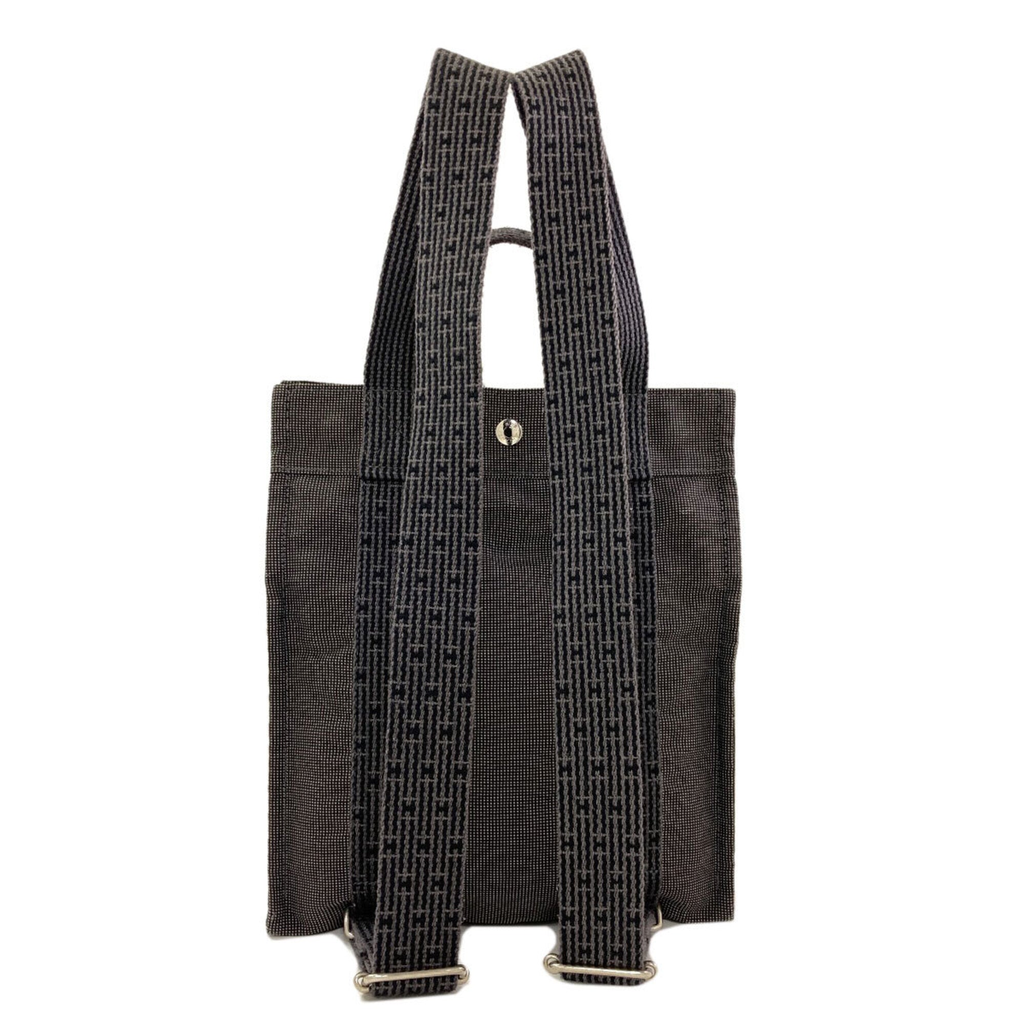 Hermes Her Line Gray Canvas Backpack (Pre-Owned)