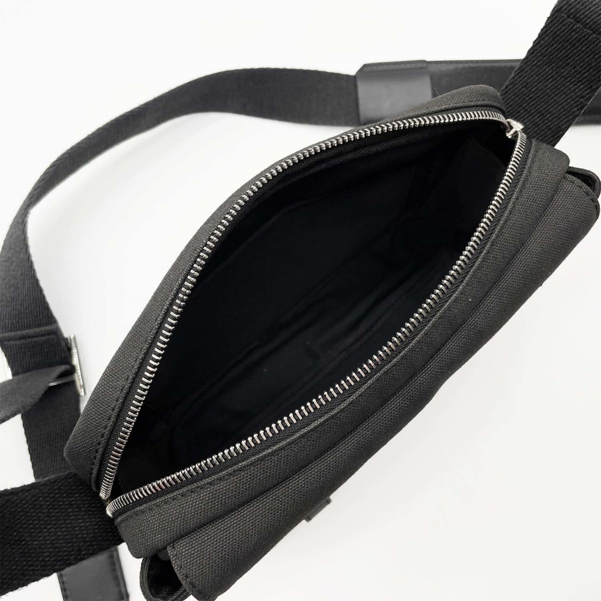 Loewe Black Gray Canvas Leather Messenger Bag Shoulder Bag (Pre-Owned)