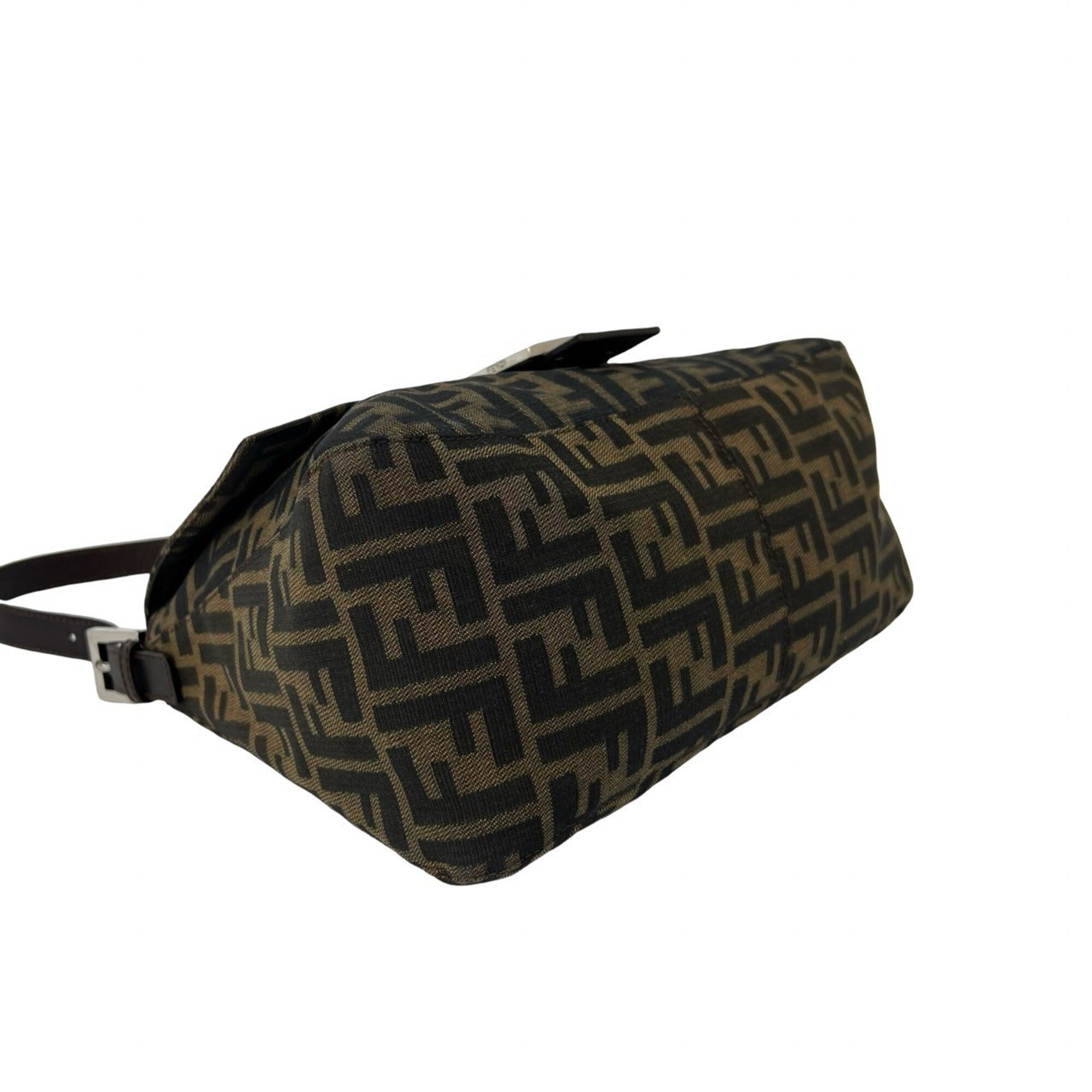 Fendi Black Brown Canvas Leather Shoulder Bag (Pre-Owned)