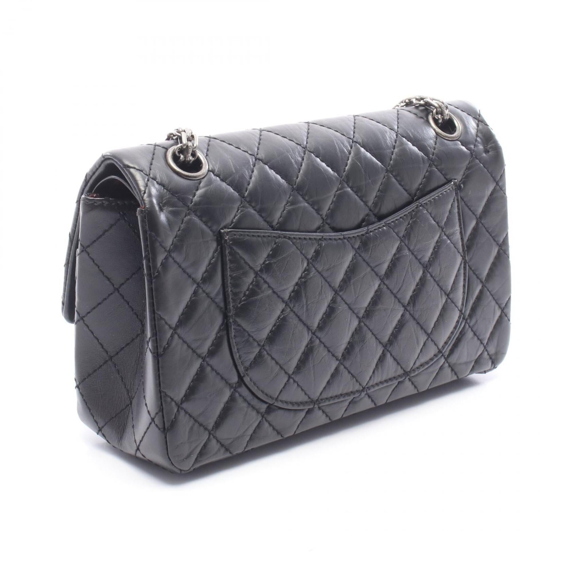 Chanel 2.55 Black Leather Shoulder Bag (Pre-Owned)