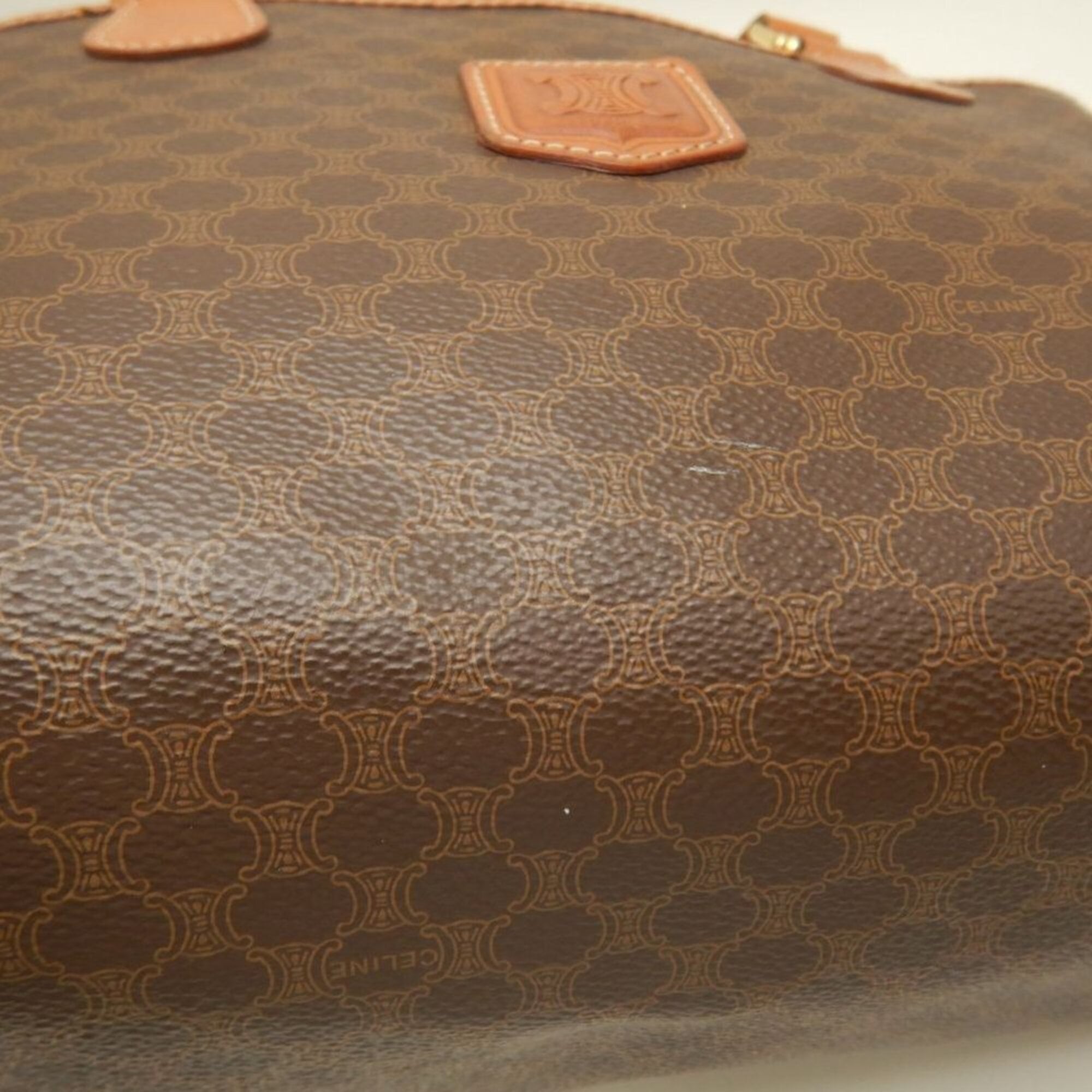 Celine Macadam Brown Coated Canvas Leather Handbag (Pre-Owned)