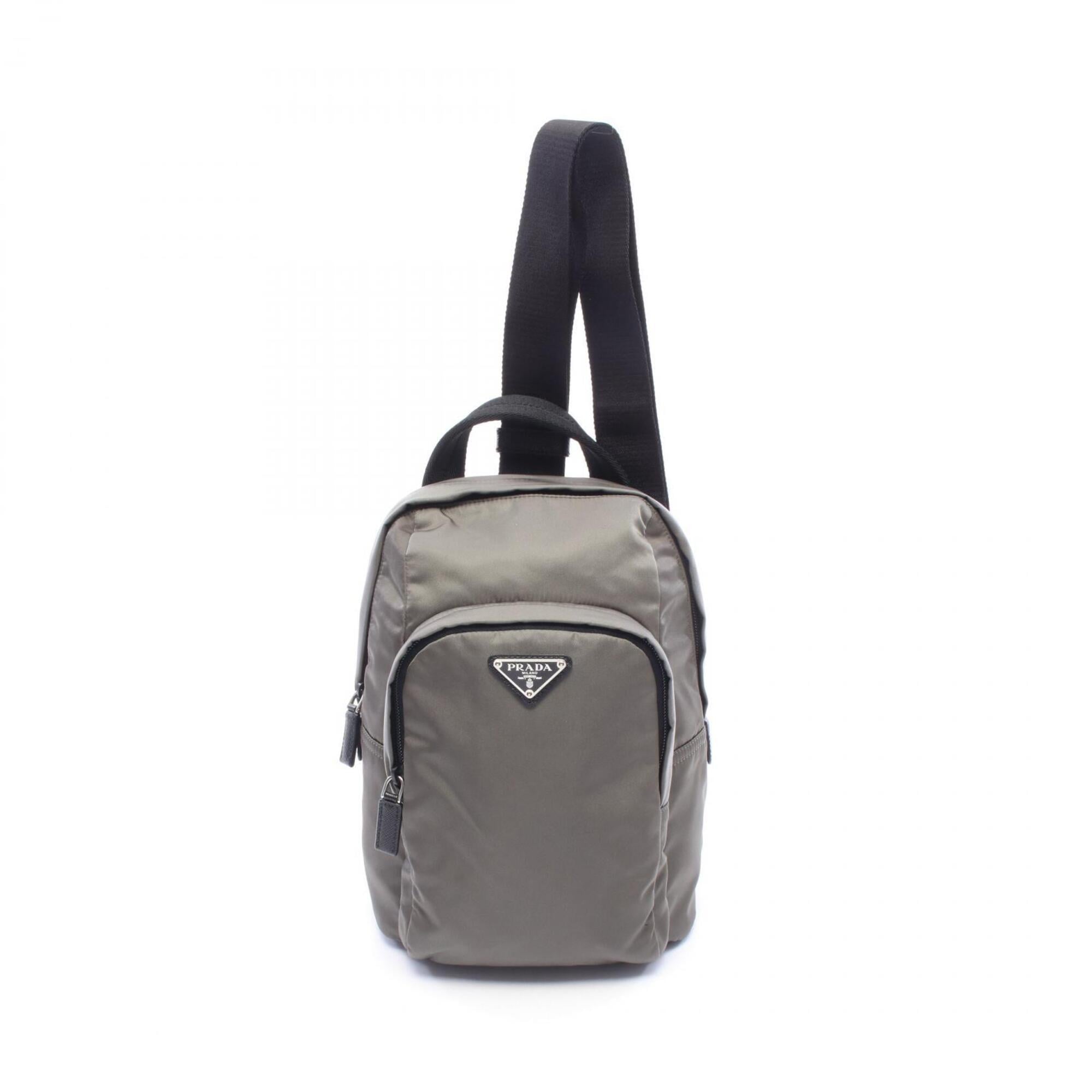 Prada Black Green Nylon Fanny Pack Handbag (Pre-Owned)