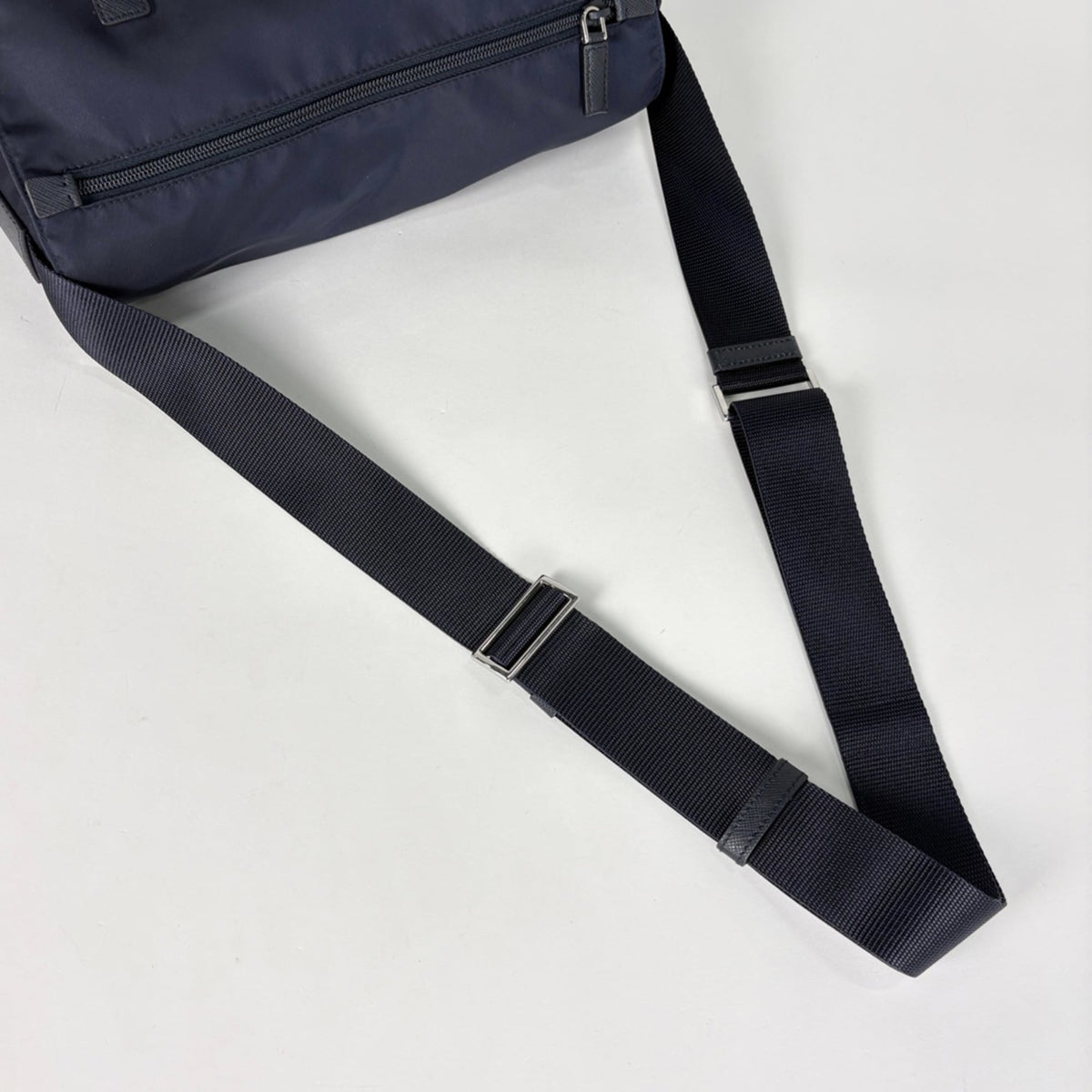 Prada Blue Leather Tessuto Shoulder Bag (Pre-Owned)