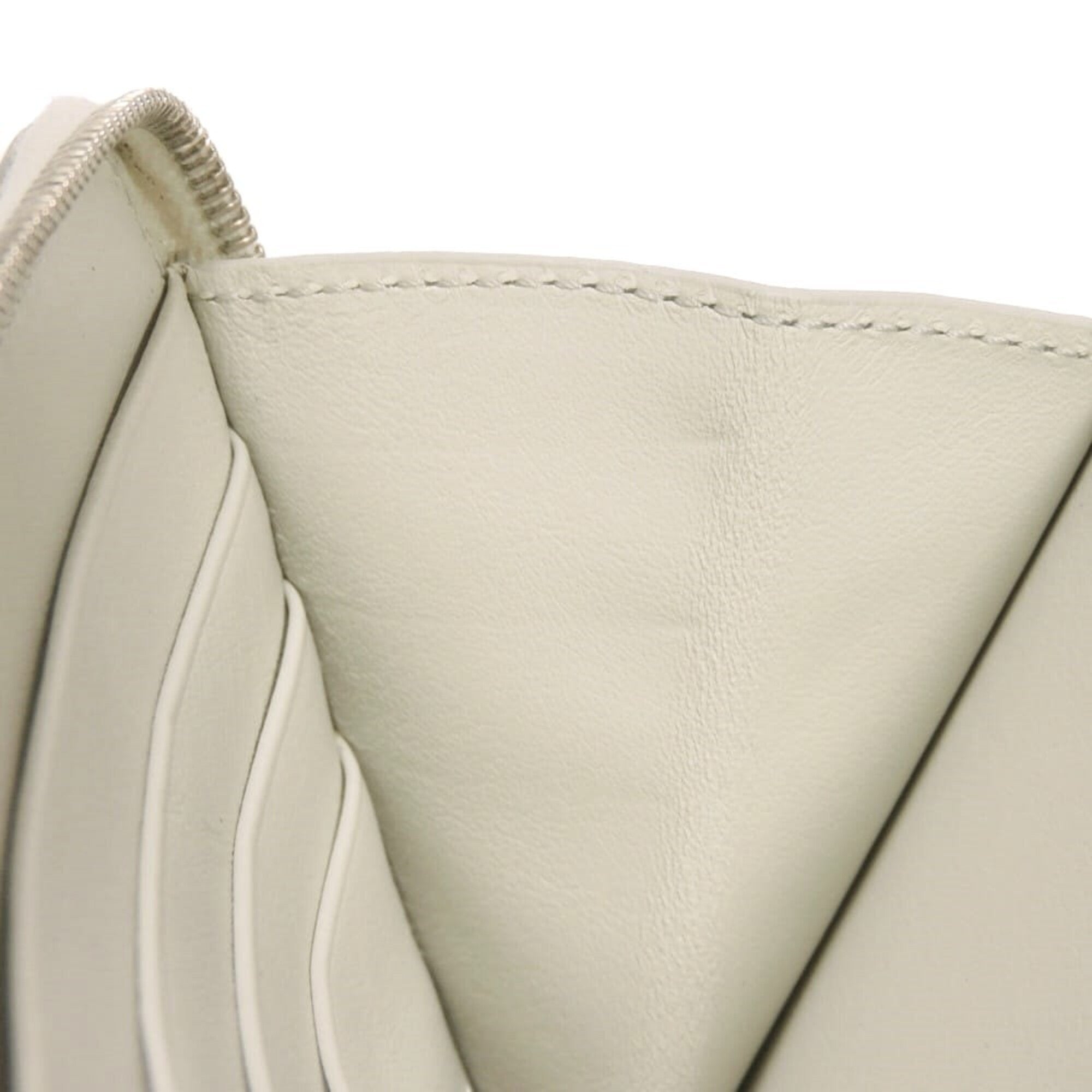 Celine Gray White Leather Long Wallet (Bi-Fold) (Pre-Owned)