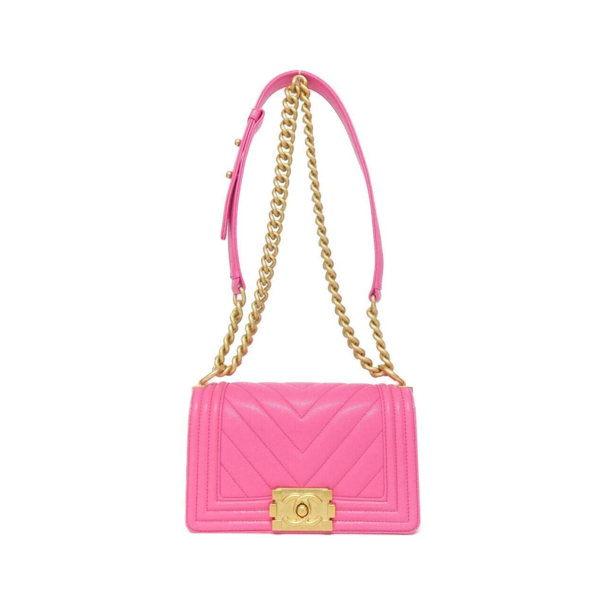 Chanel Pink Grained Calfskin Shoulder Bag (Pre-Owned)