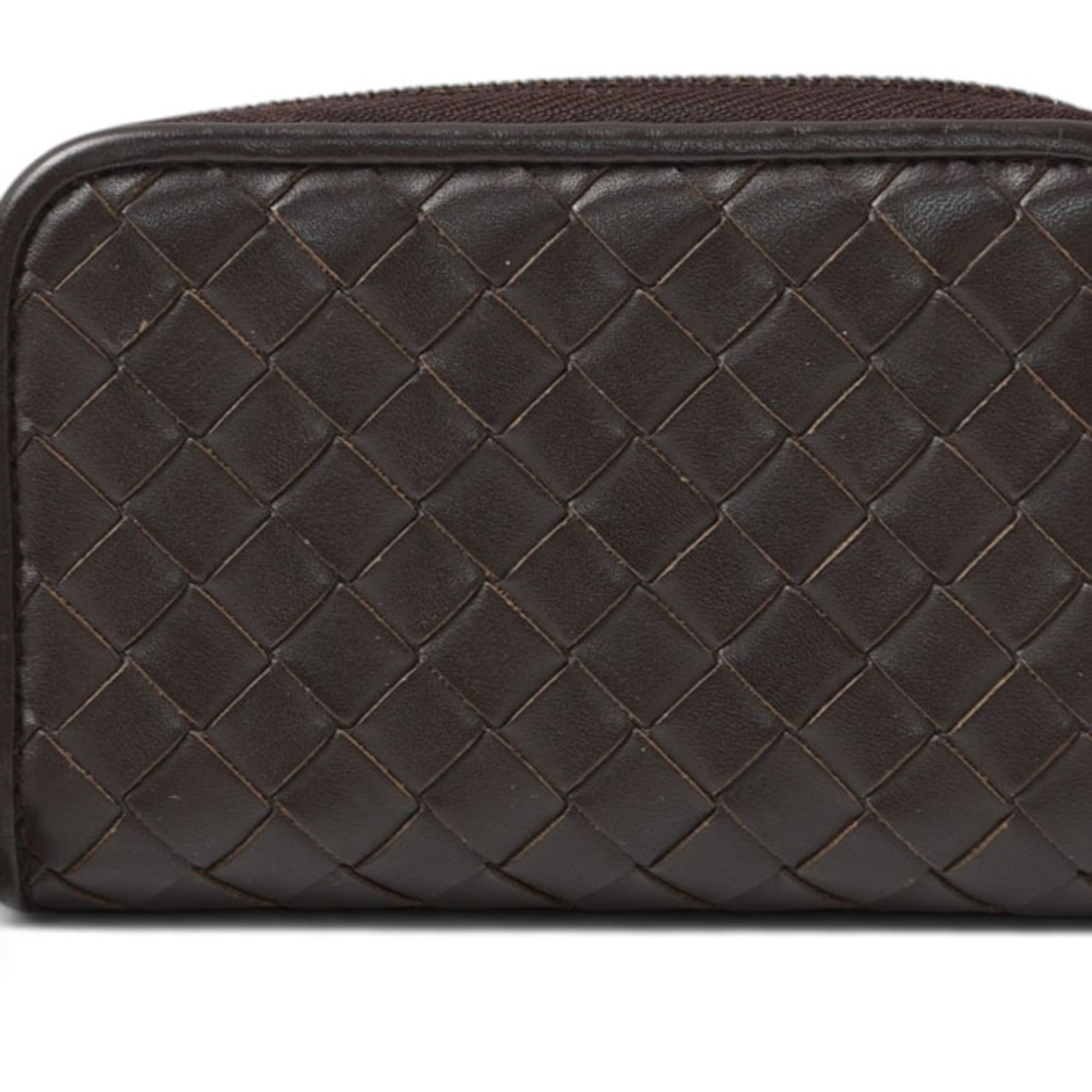 Bottega Veneta Dark Brown Intrecciato Coin Purse/Coin Case (Pre-Owned)
