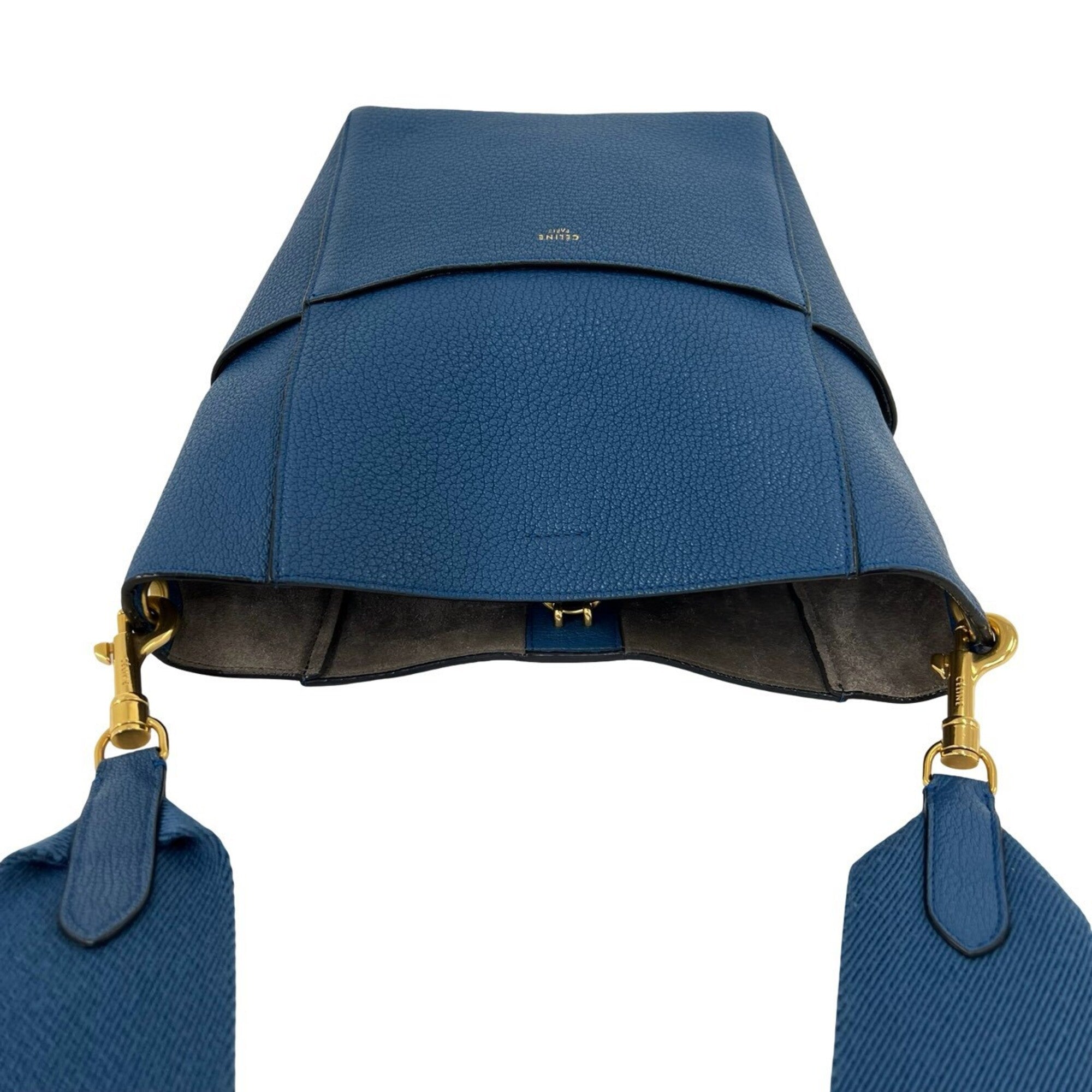 Celine Blue Leather Shoulder Bag Tote Bag (Pre-Owned)