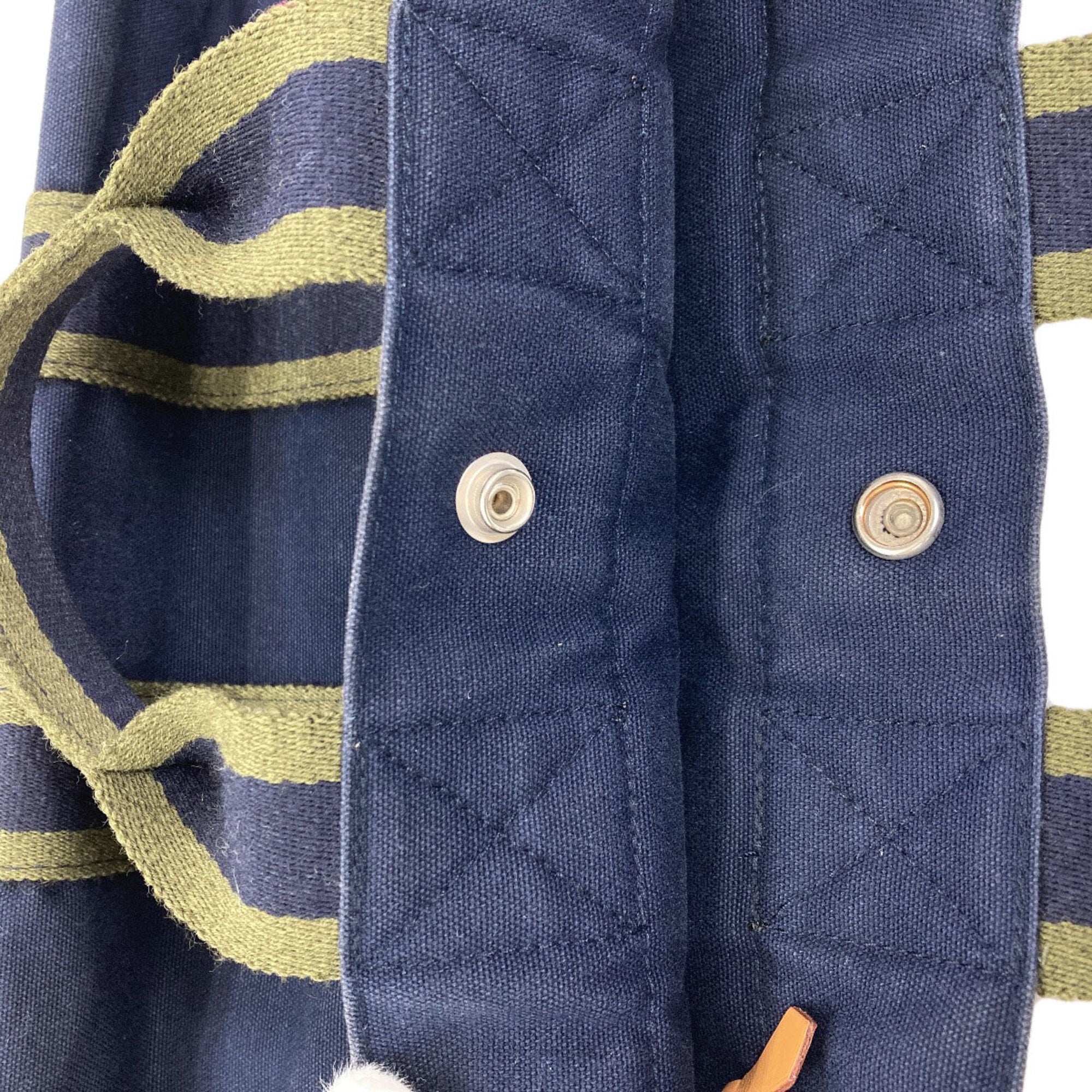 Hermes Green Navy Canvas Handbag (Pre-Owned)