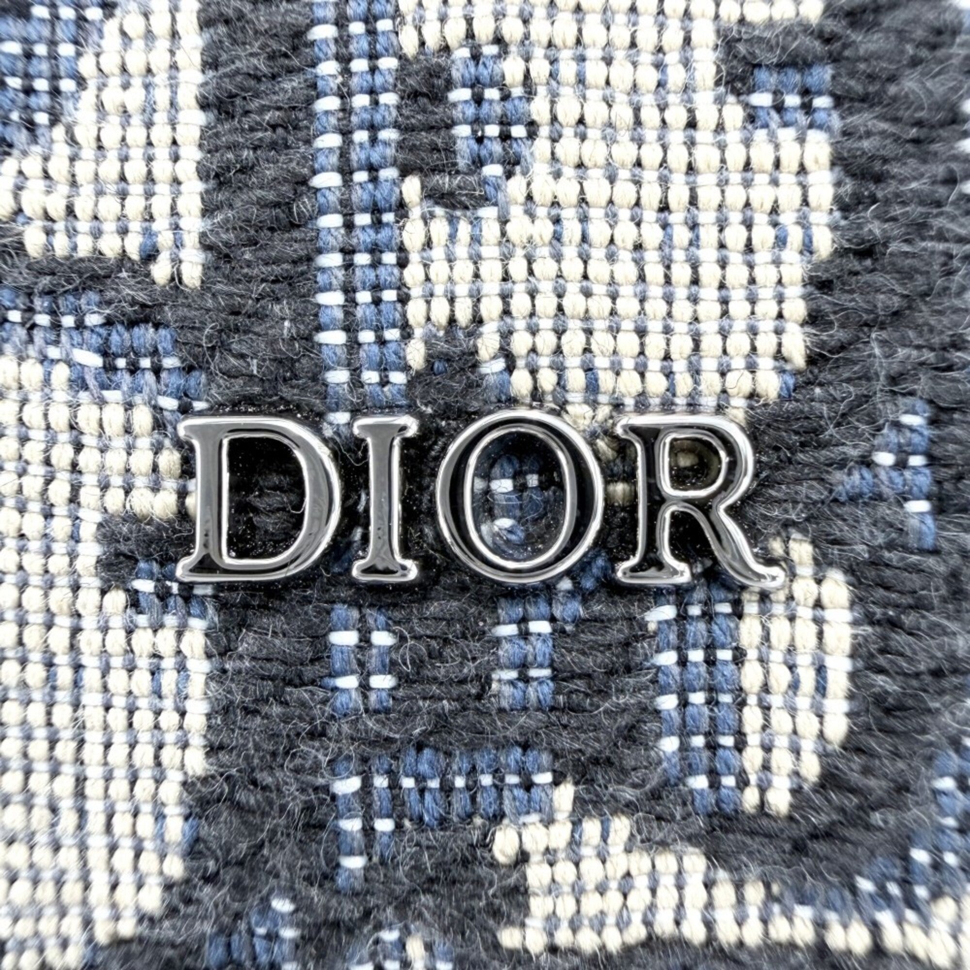 Christian Dior Navy Canvas Leather Pouch Shoulder Bag (Pre-Owned)