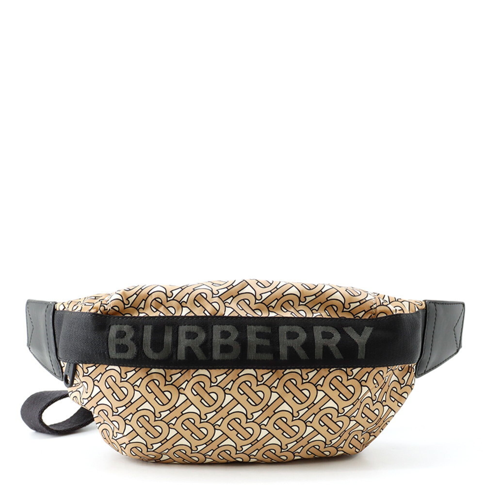 Burberry Beige Black Ivory Nylon Leather Handbag Sling Bag (Pre-Owned)