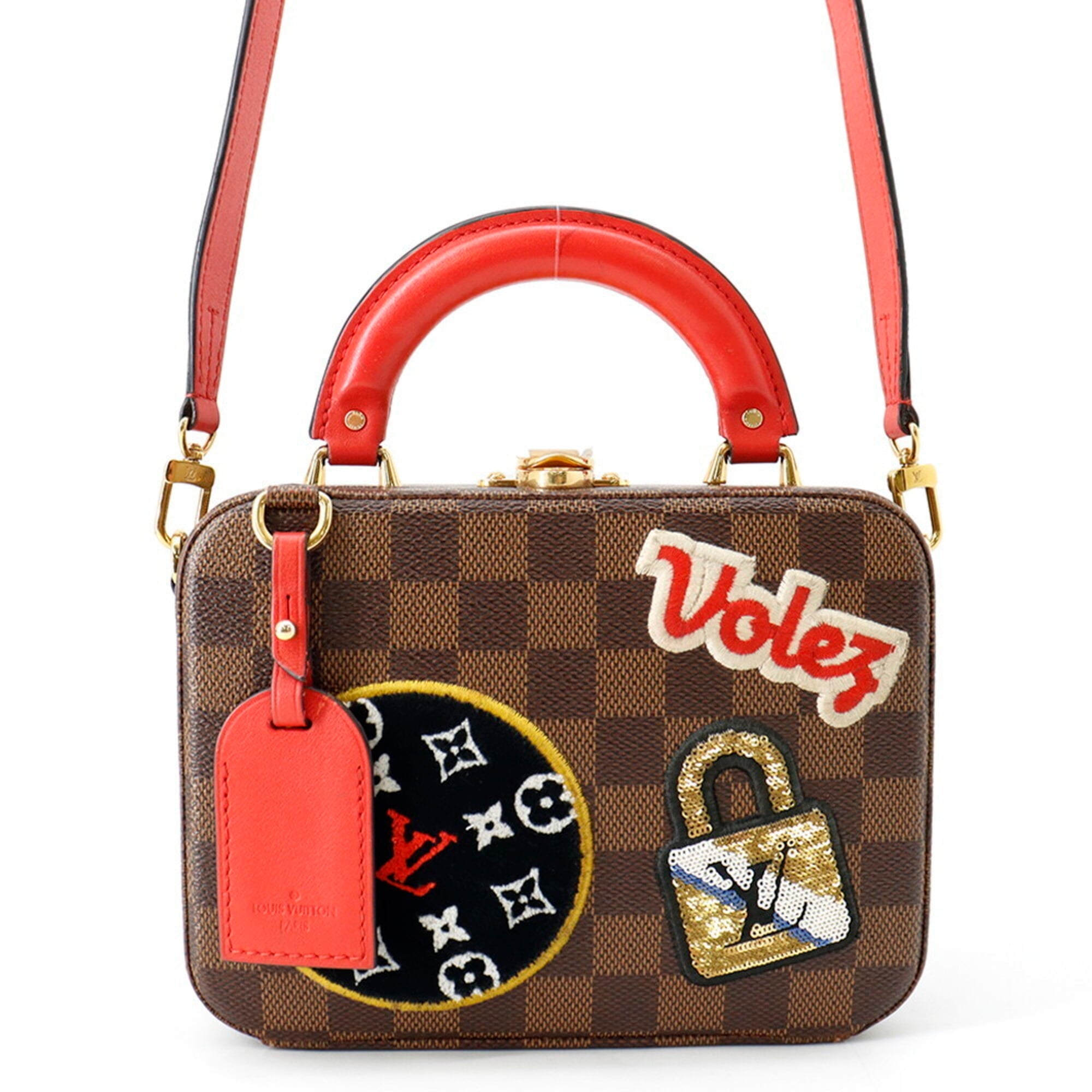 Louis Vuitton Brown Red Color Damier Canvas Handbag (Pre-Owned)