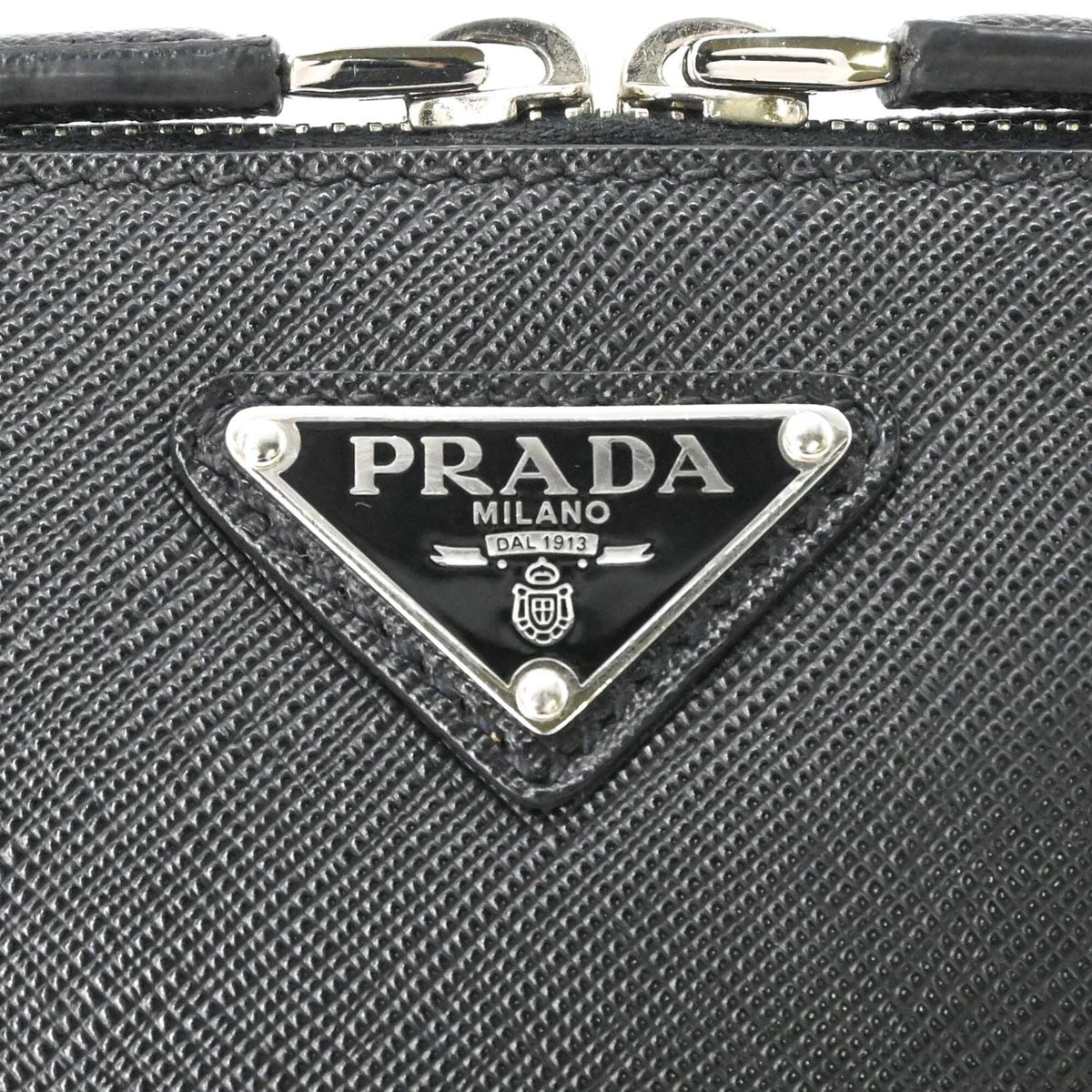 Prada Saffiano Black Leather Shoulder Bag (Pre-Owned)