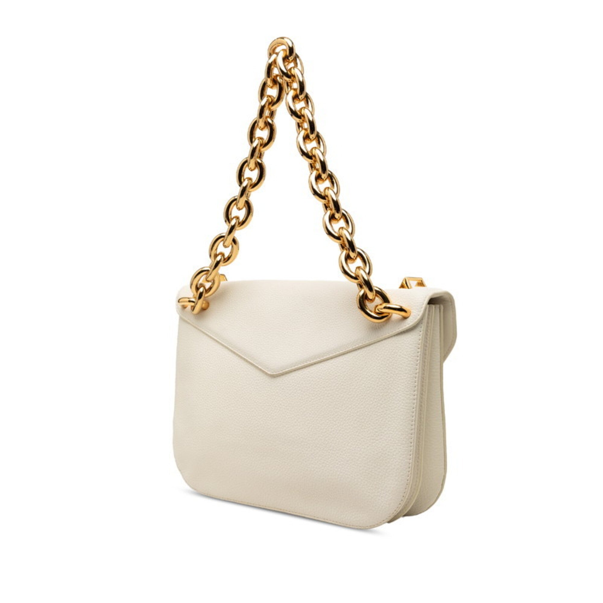 Bottega Veneta White Leather Handbag Shoulder Bag (Pre-Owned)
