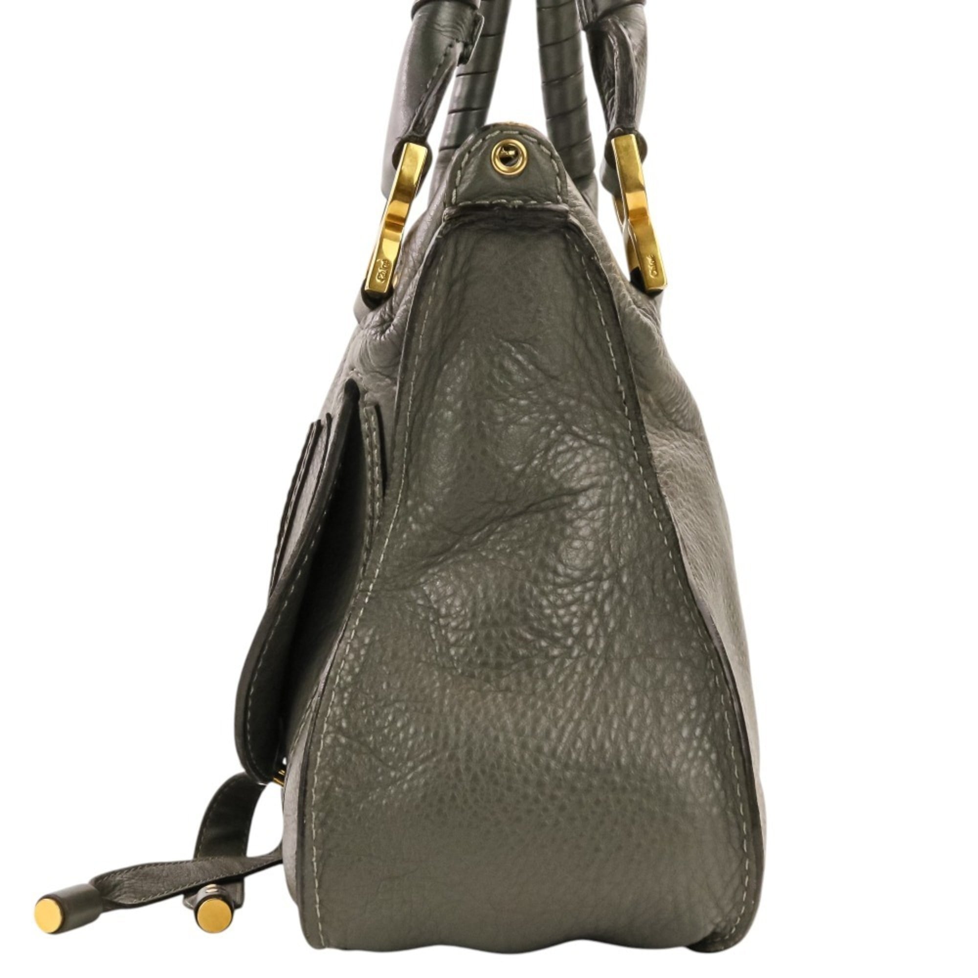Chloé Gray Leather Handbag Shoulder Bag (Pre-Owned)