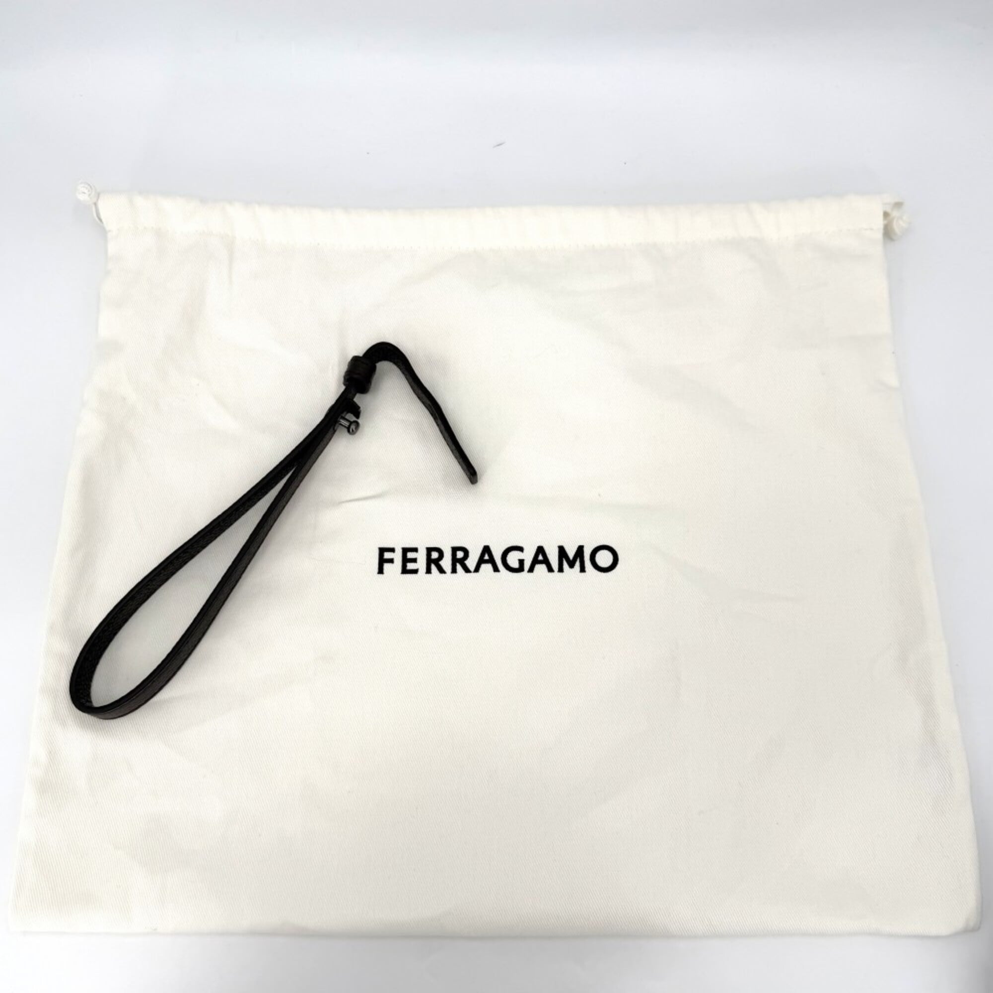Salvatore Ferragamo Brown Leather Clutch Bag Shoulder Bag (Pre-Owned)