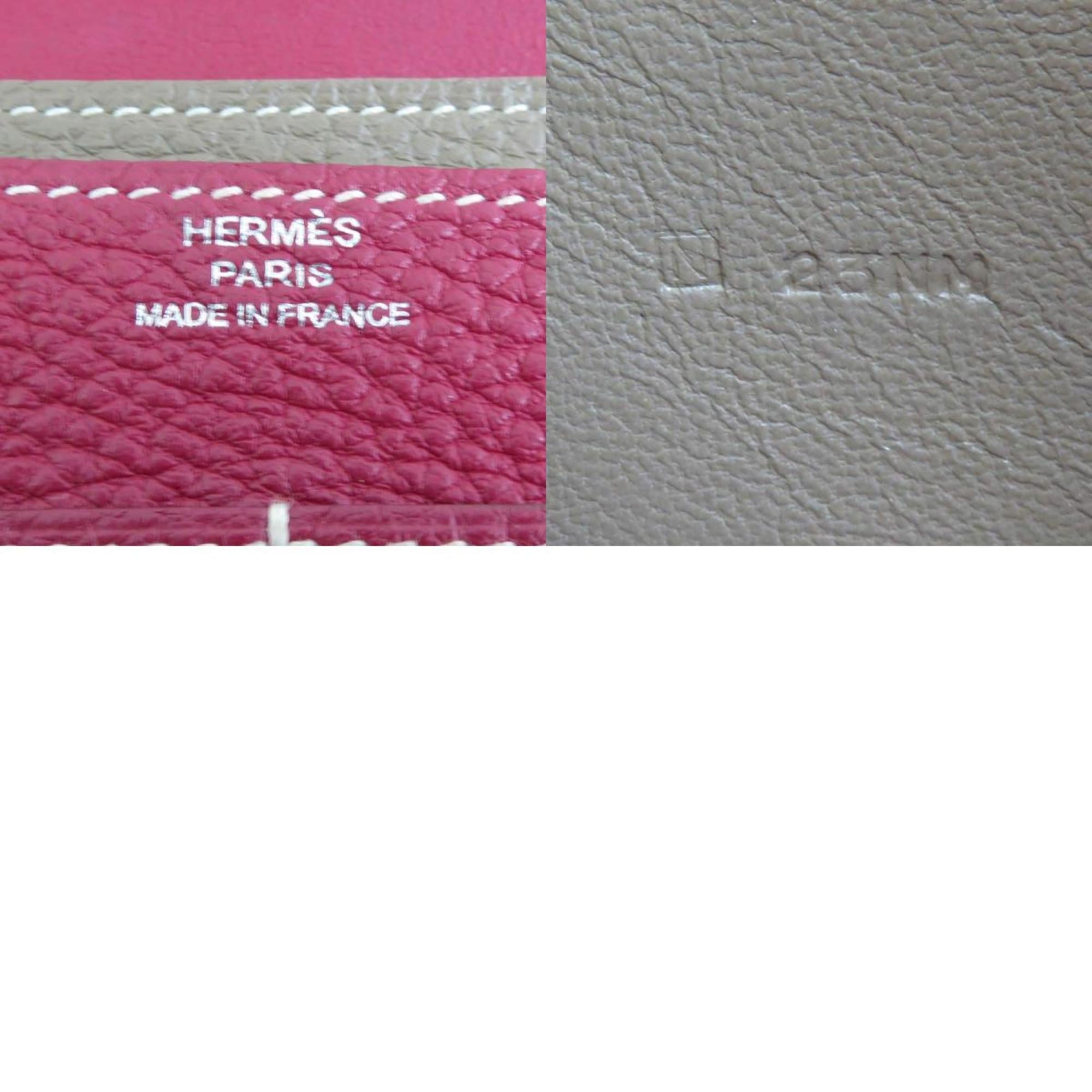 Hermes Etoupe Gray Tosca Togo Leather Long Wallet (Bi-Fold) (Pre-Owned)