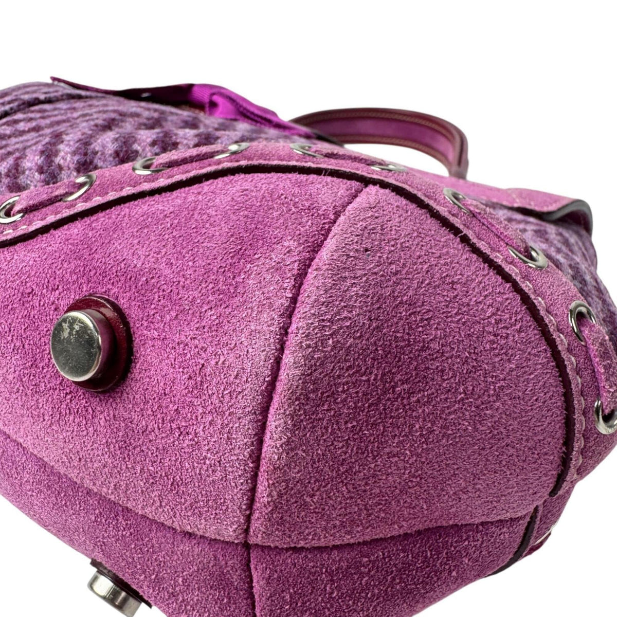 Coach Purple Suede Wool Jacquard Patent Leather Handbag (Pre-Owned)