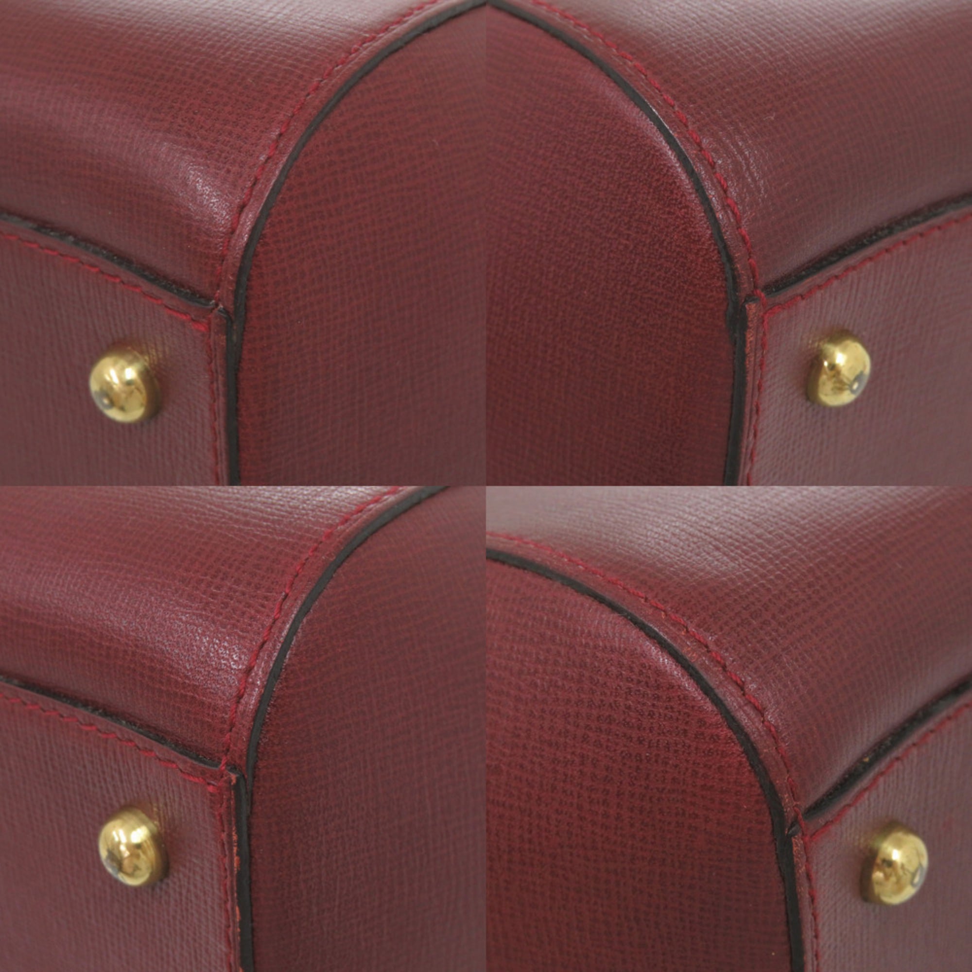 Cartier Bordeaux Red Color Leather Boston Bag Handbag (Pre-Owned)