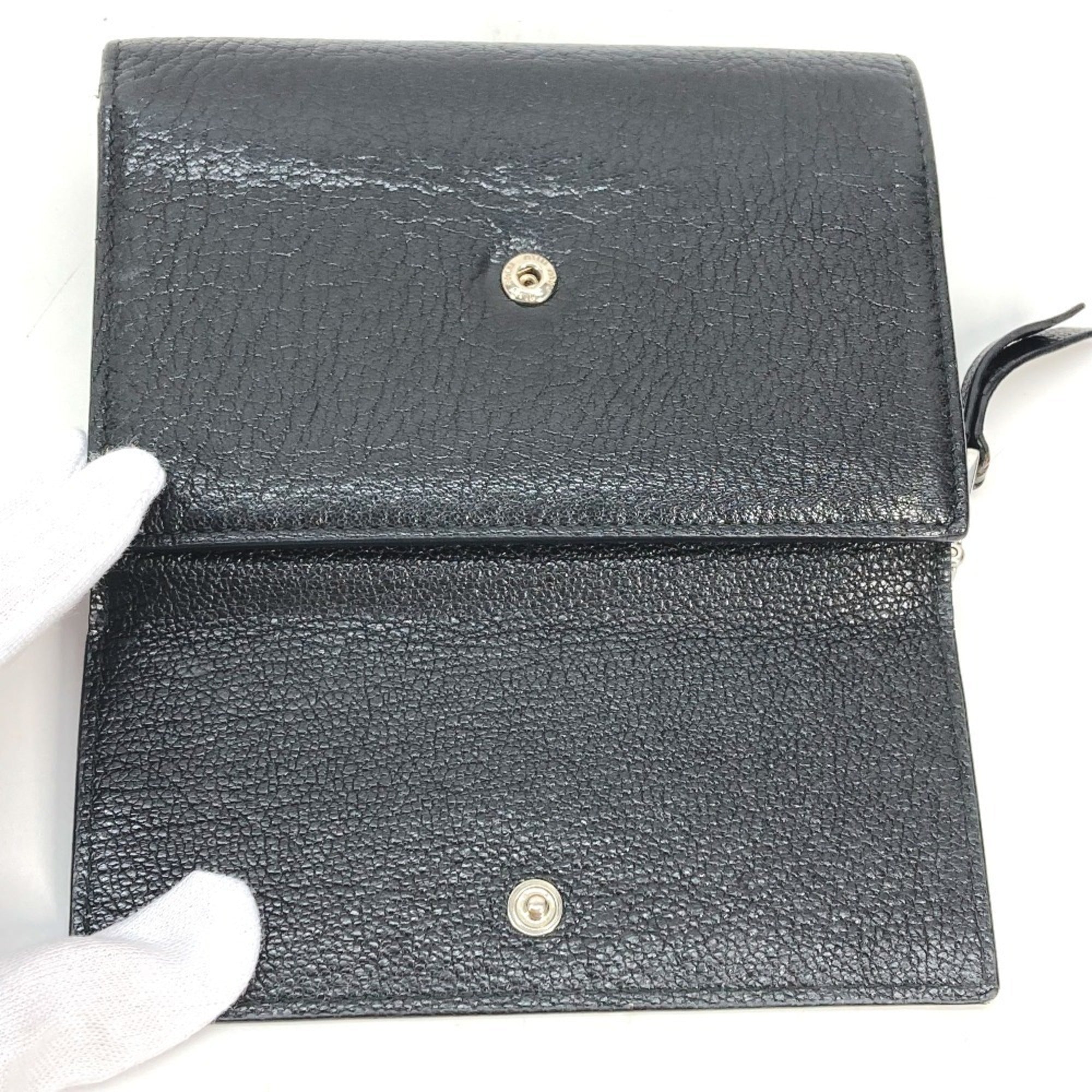 Miu Miu Black White Leather Wallet (Tri-Fold) (Pre-Owned)