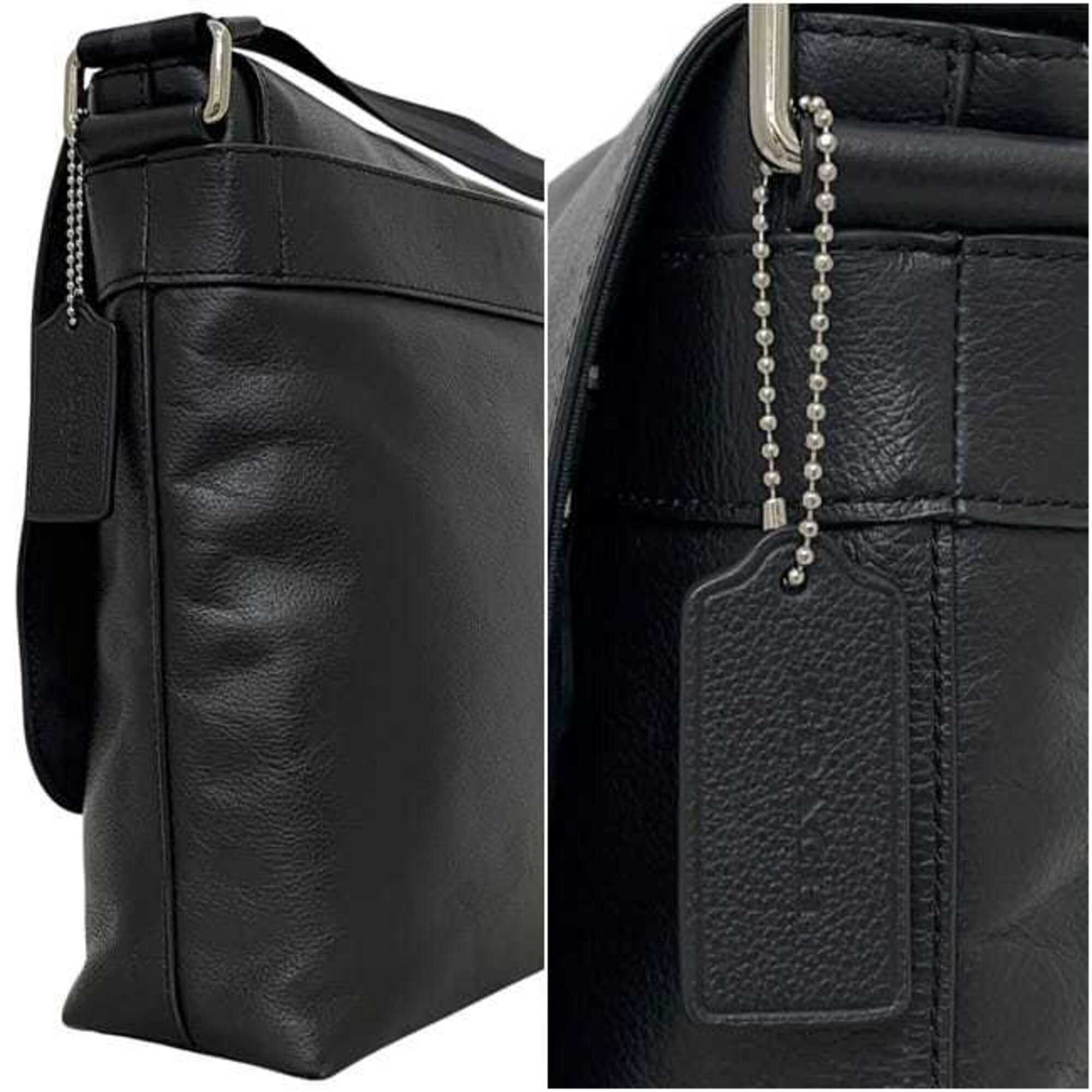 Coach Black Leather Messenger Bag Shoulder Bag (Pre-Owned)