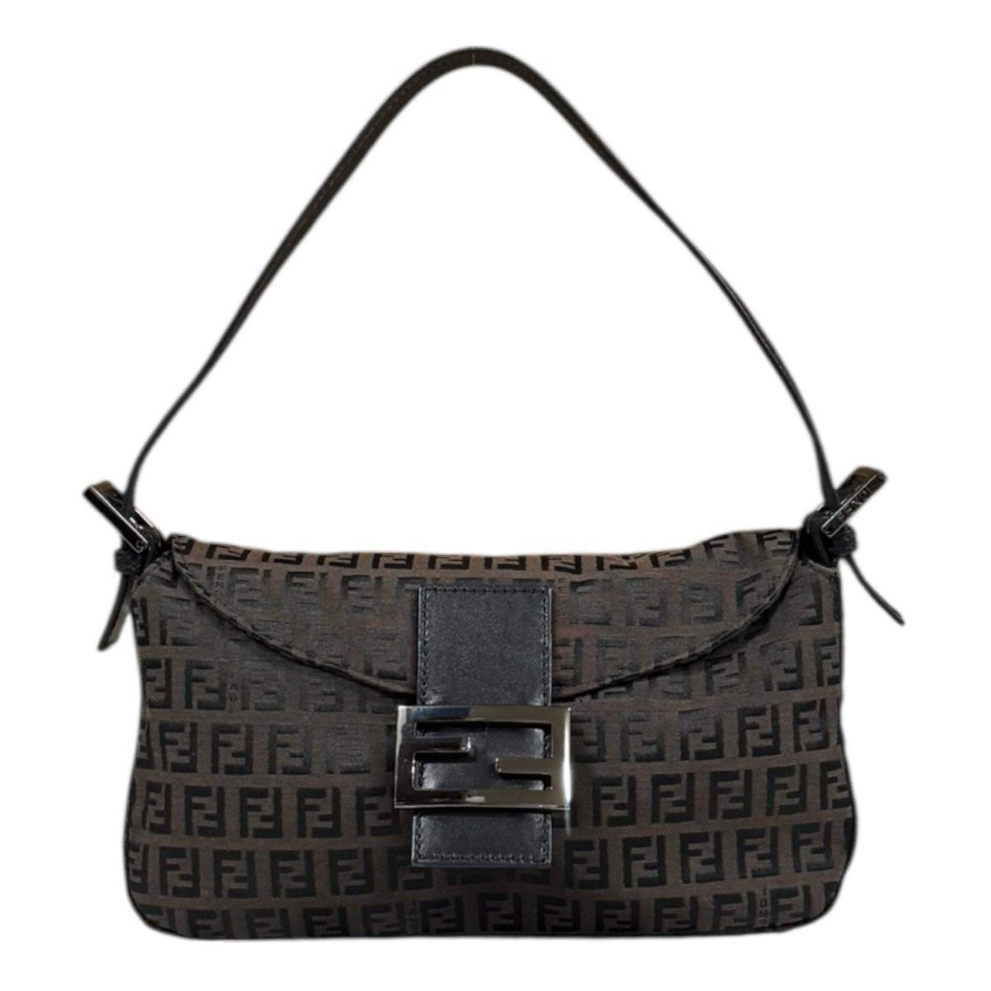 Fendi Brown Canvas Leather Handbag (Pre-Owned)