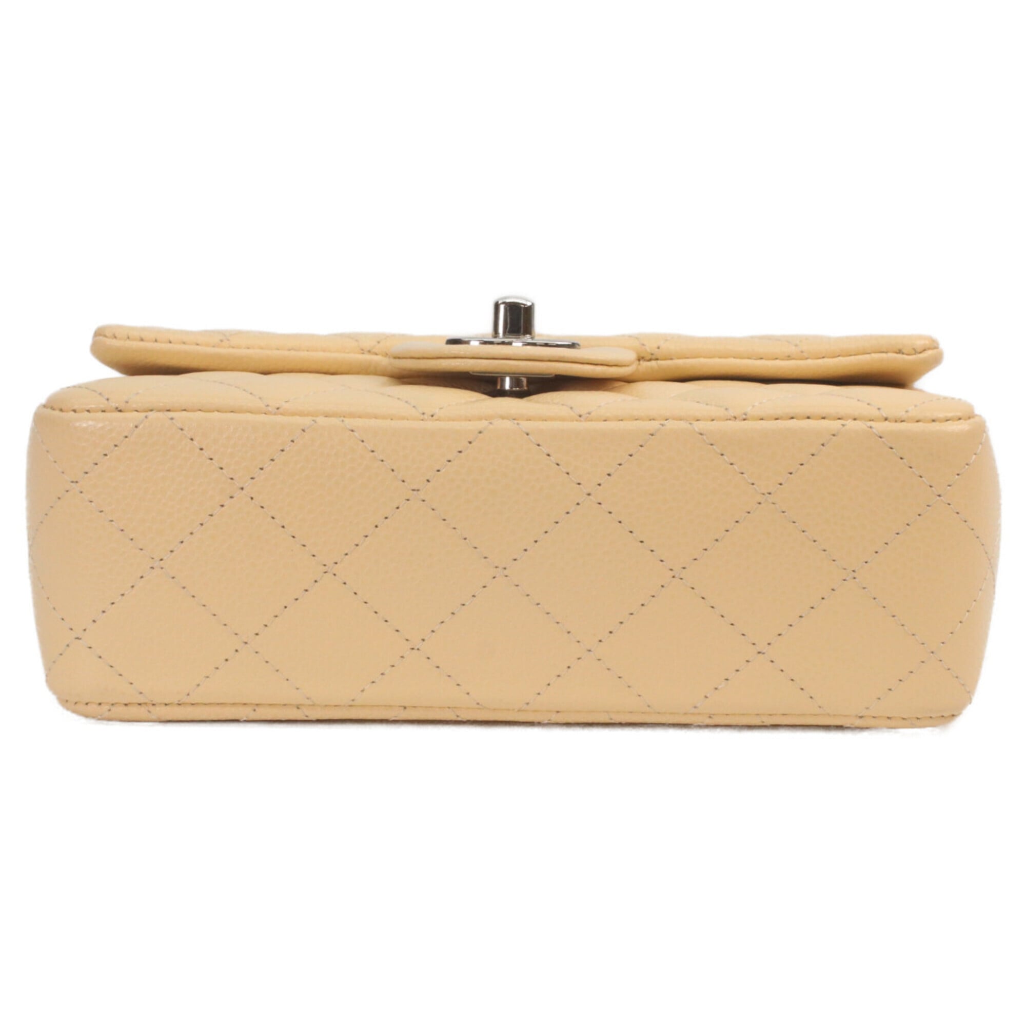 Chanel Light Beige Grained Calfskin Shoulder Bag (Pre-Owned)