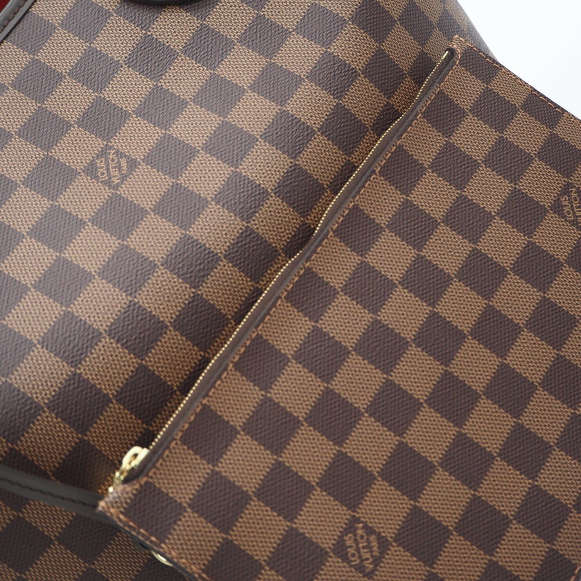 Louis Vuitton Beige Brown Coated Canvas Leather Handbag Pouch (Pre-Owned)