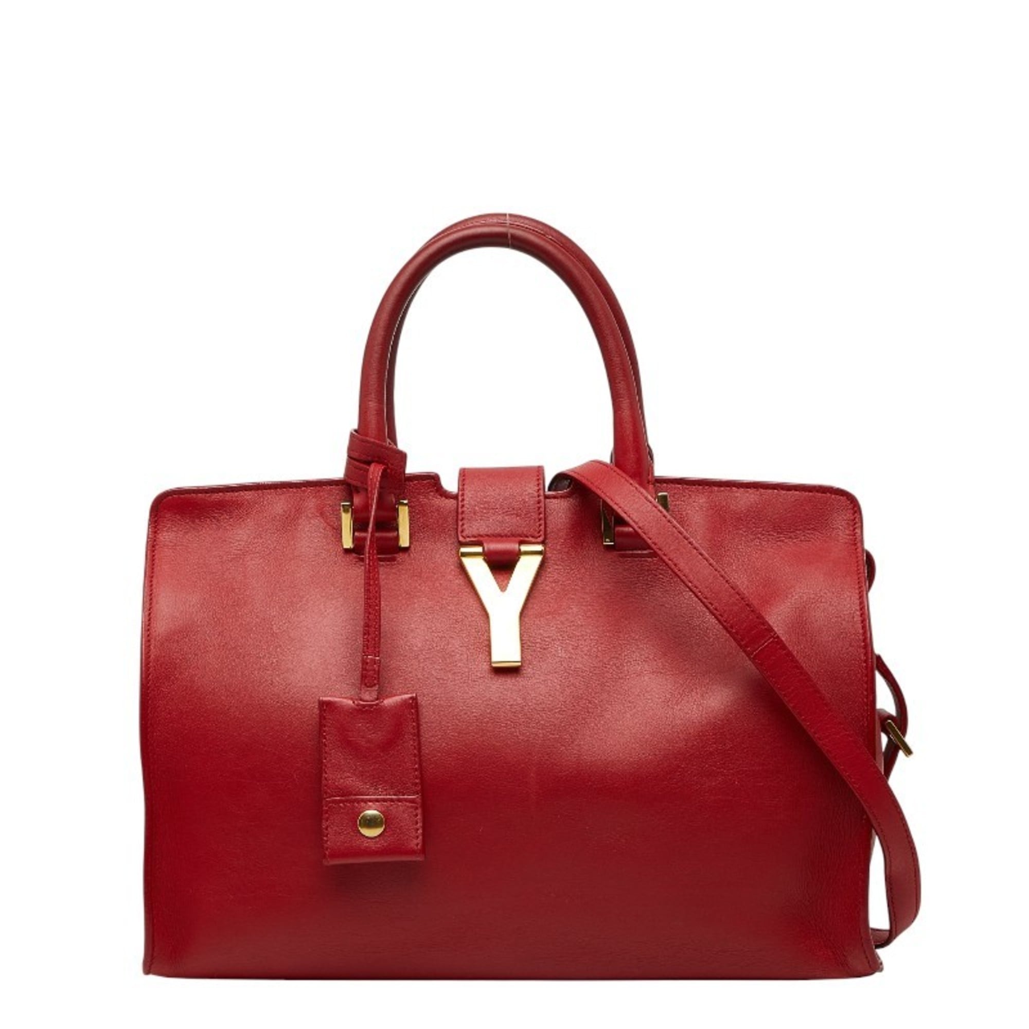 Saint Laurent Gold Red Color Leather Handbag Shoulder Bag (Pre-Owned)