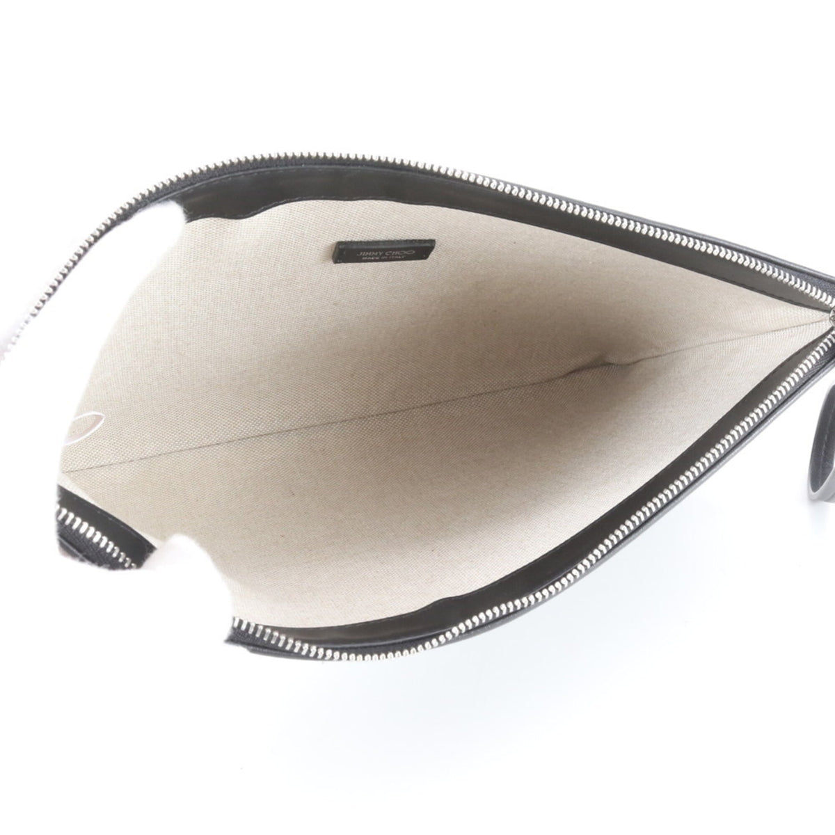 Jimmy Choo Black White Leather Clutch Bag Pouch (Pre-Owned)