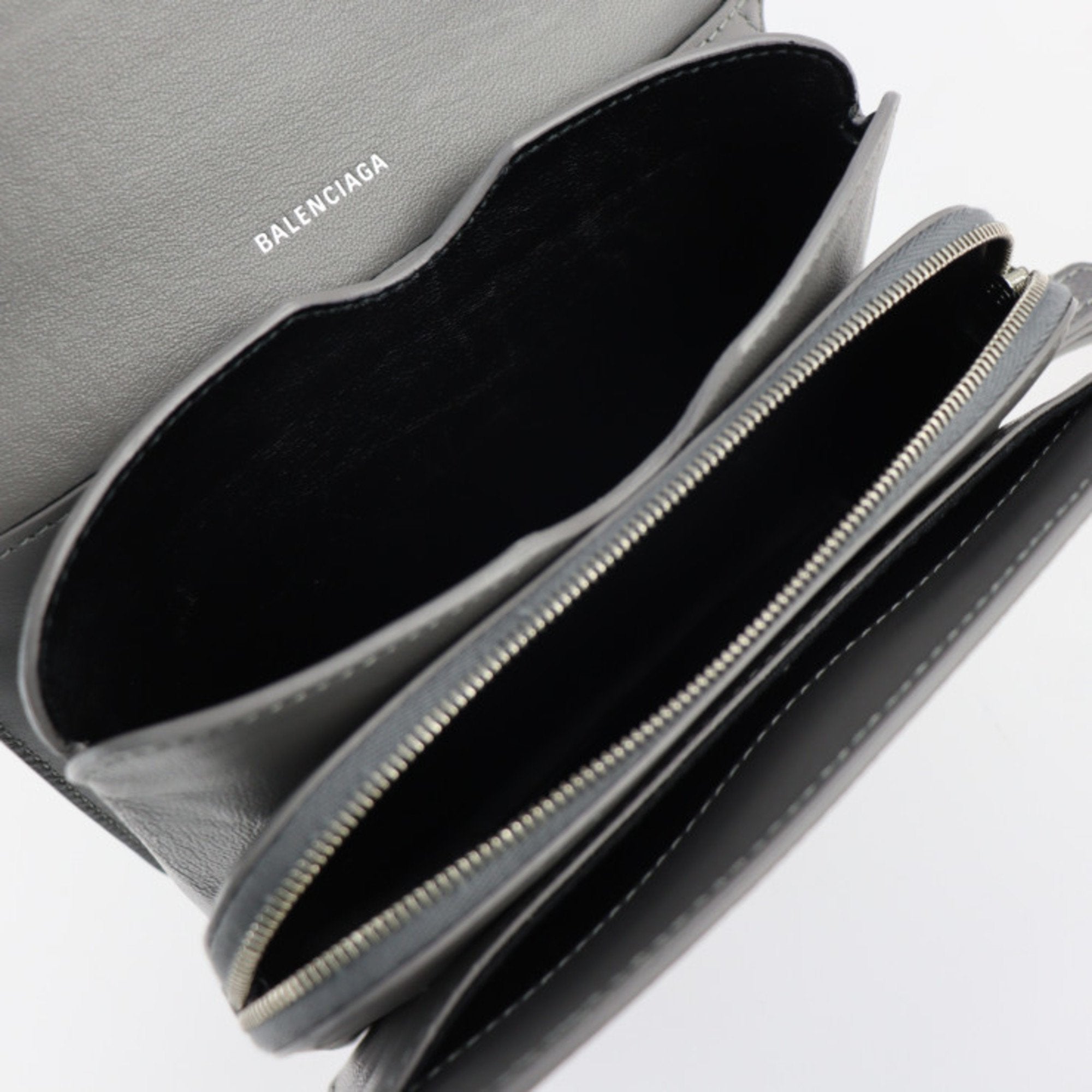 Balenciaga Gray Leather Clutch Bag Handbag Shoulder Bag Tote Bag (Pre-Owned)