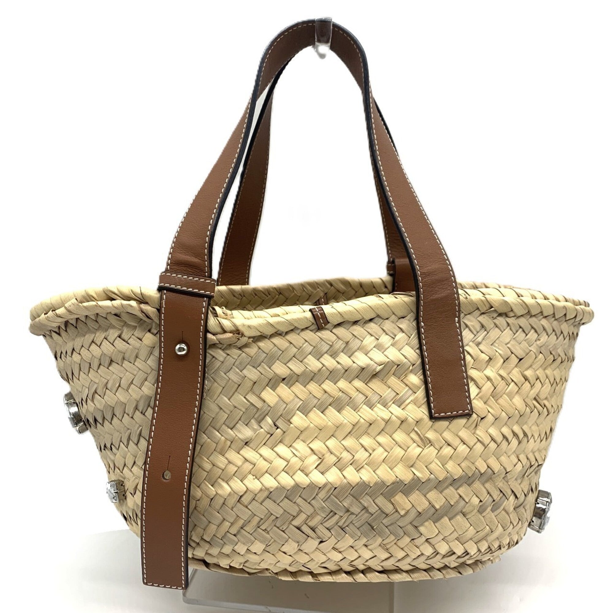 Loewe Brown Leather Raffia Basket (Pre-Owned)