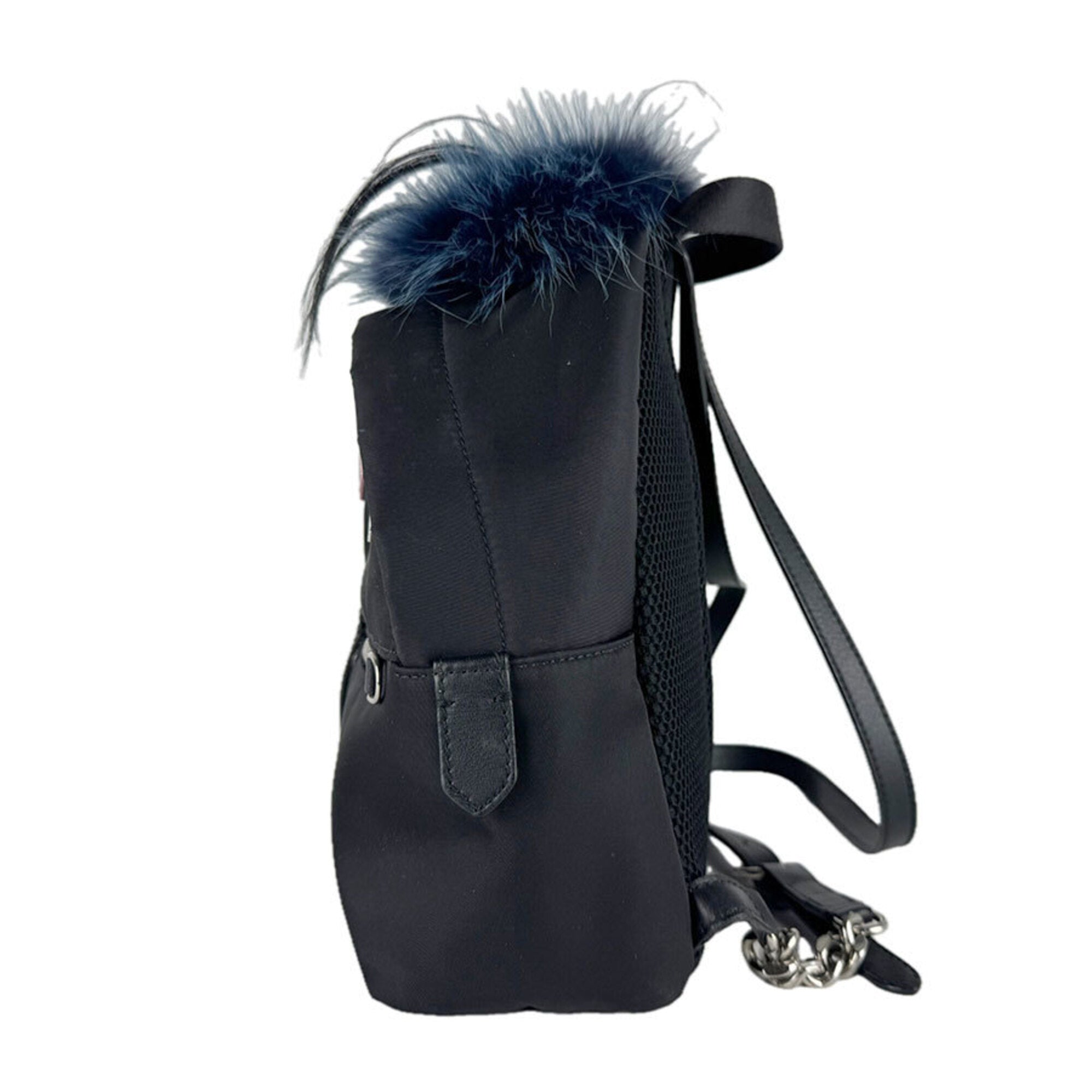 Fendi Black Nylon Fur Backpack (Pre-Owned)