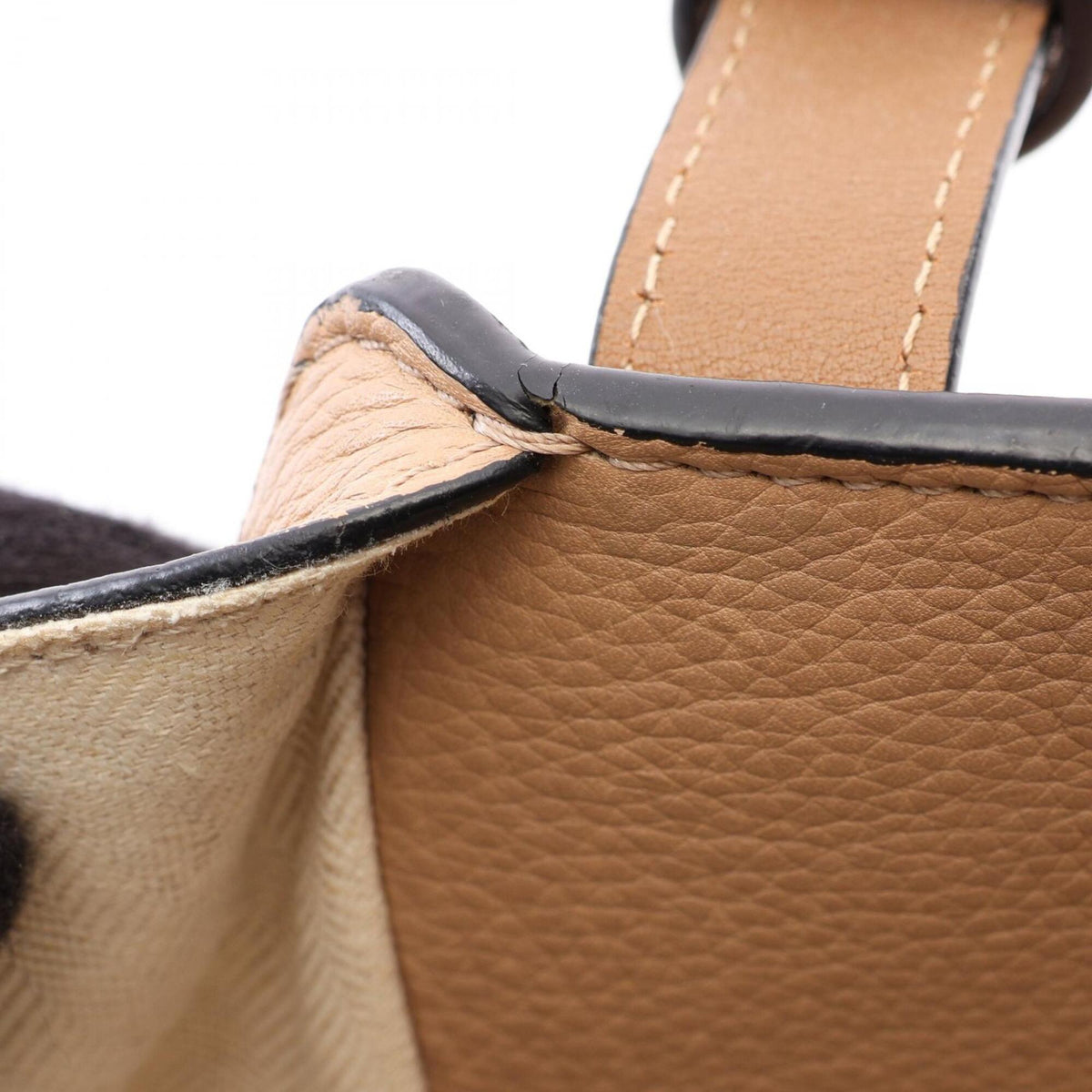 Loewe Beige Gray Leather Handbag (Pre-Owned)