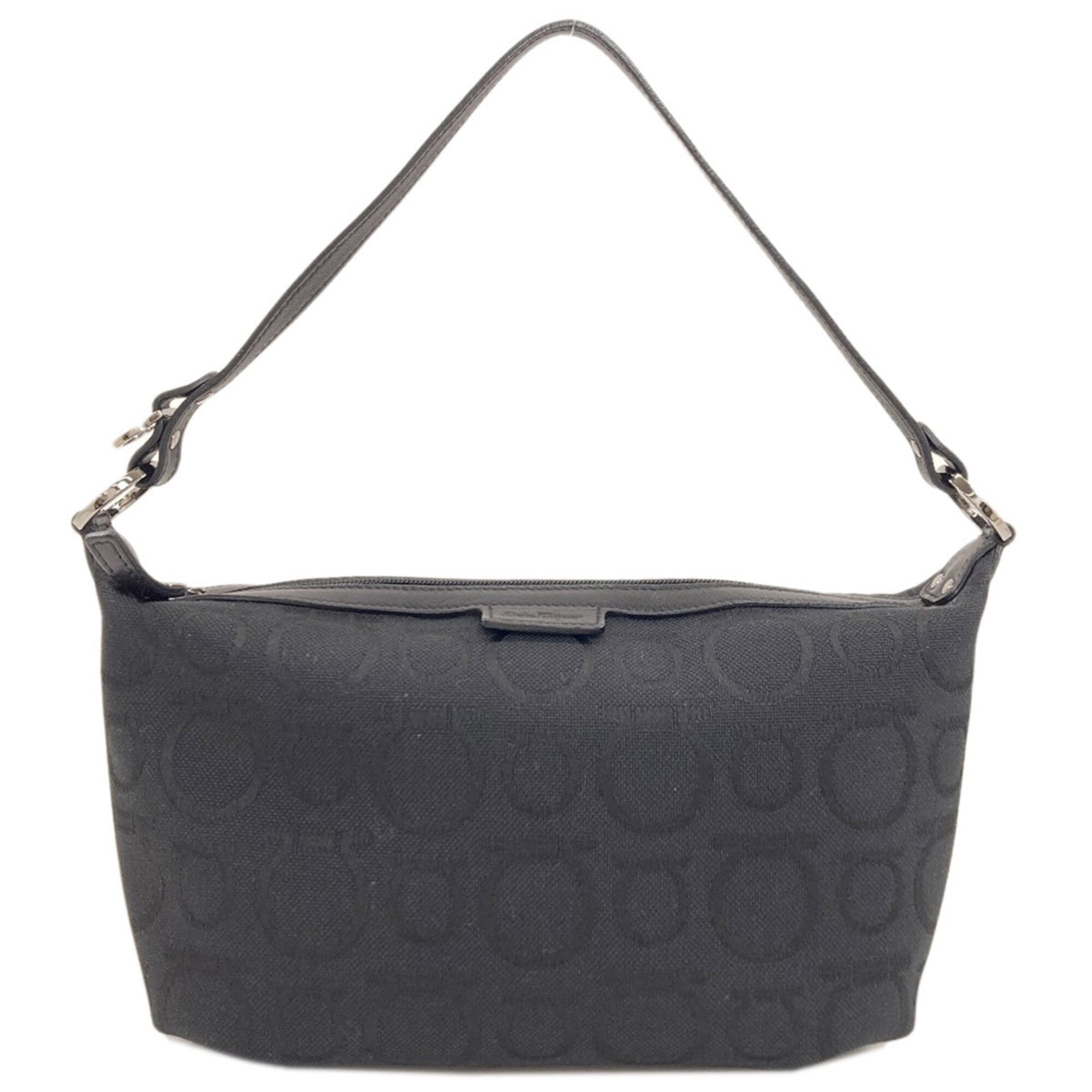 Salvatore Ferragamo Gancini Black Canvas Handbag (Pre-Owned)