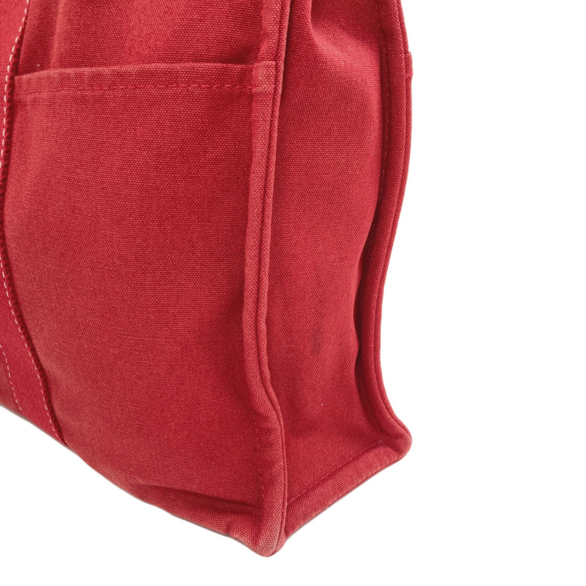 Hermes Deauville Red Color Canvas Handbag (Pre-Owned)