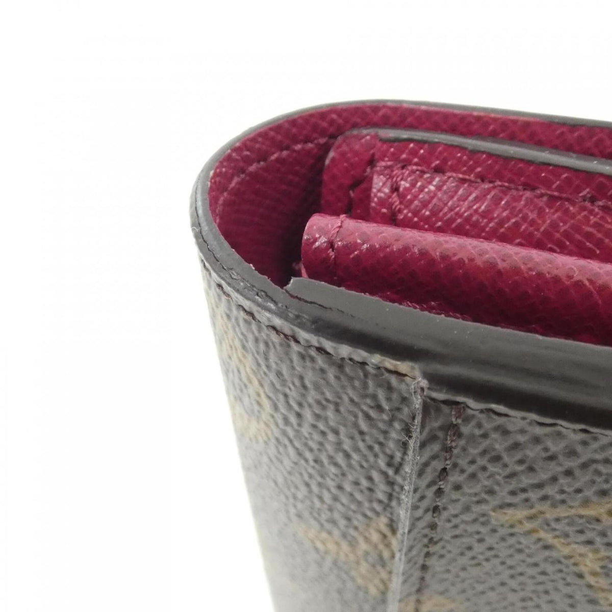 Louis Vuitton Monogram Fuchsia Marron Coated Canvas Long Wallet (Bi-Fold) (Pre-Owned)