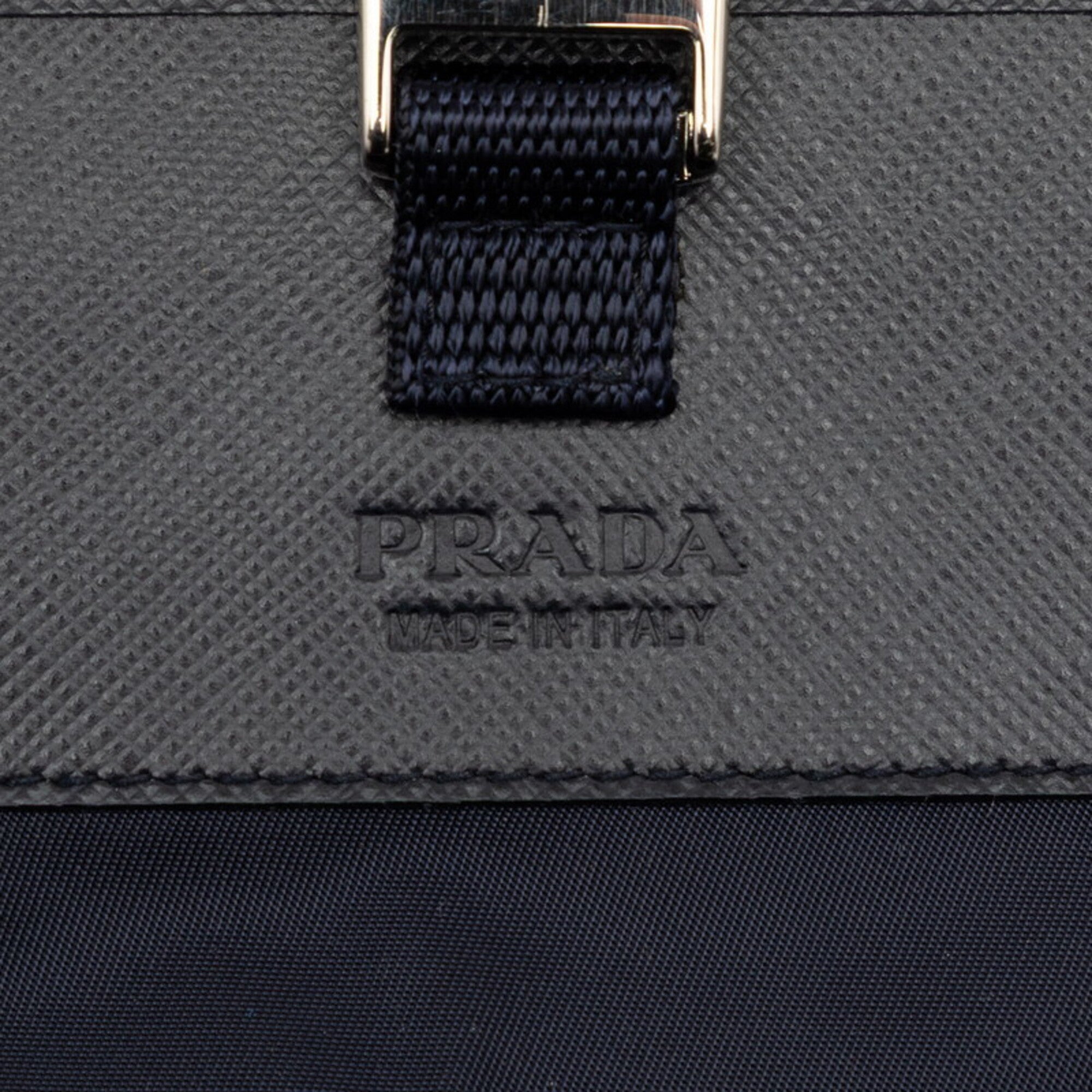 Prada Navy Nylon Leather Shoulder Bag (Pre-Owned)