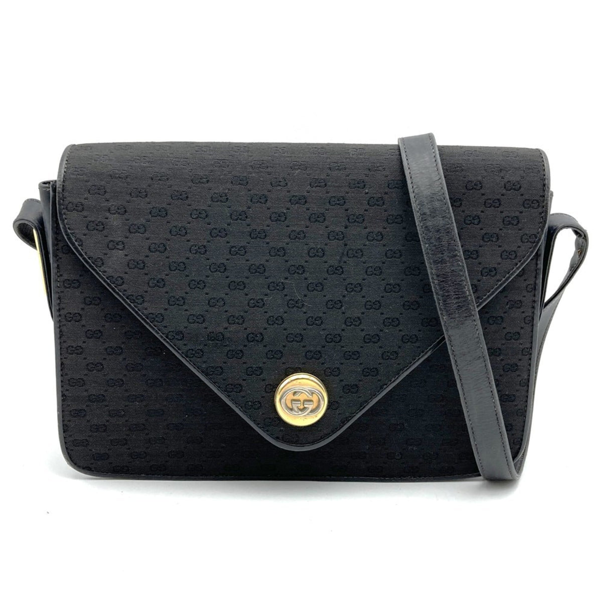 Gucci Black Micro Gg Leather Shoulder Bag (Pre-Owned)